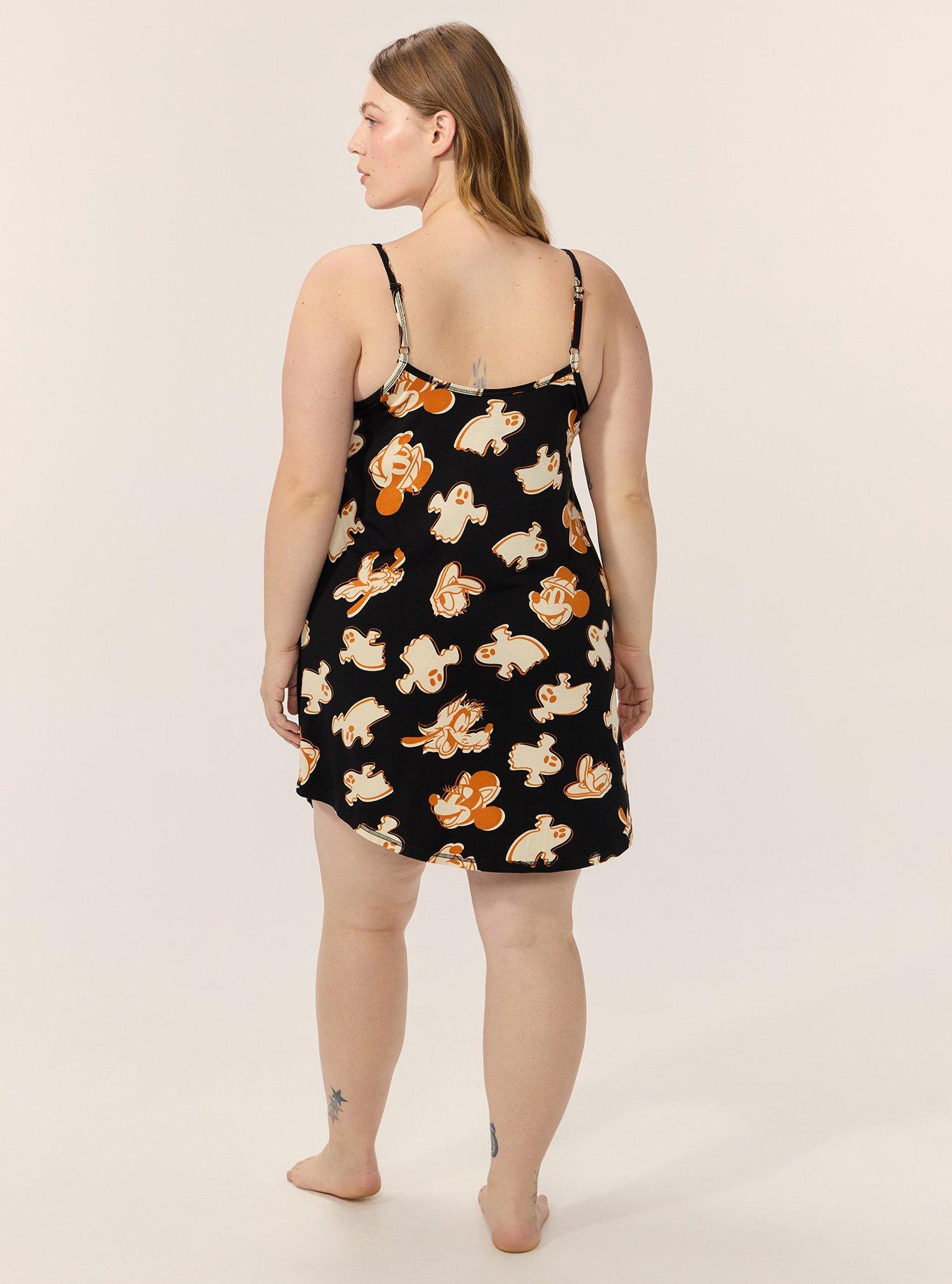 Plus Size Mickey & Friends Lounge Gown, MICKEY FRIENDS GHOST AOP DEEP BLACK, alternate