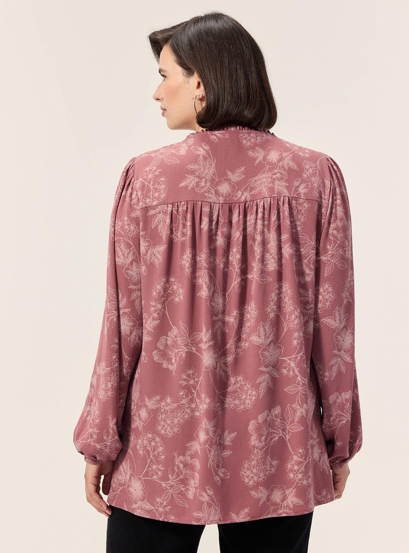 Plus Size Festi Button Front Blouse, WOODROW FLORAL BRICK, alternate