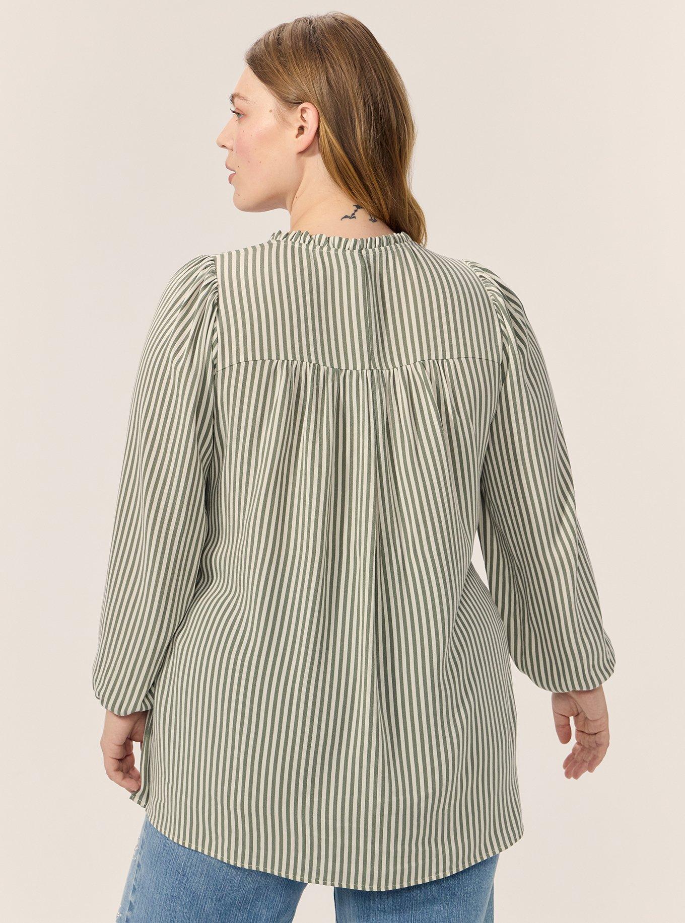 Festi Trim Detail Button Front Tunic, FESTI MIX STRIPE AGAVE GREEN, alternate