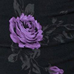 Retro Chic Puff Sleeve Column Dress, DARK ROSES FLORAL BLACK, swatch