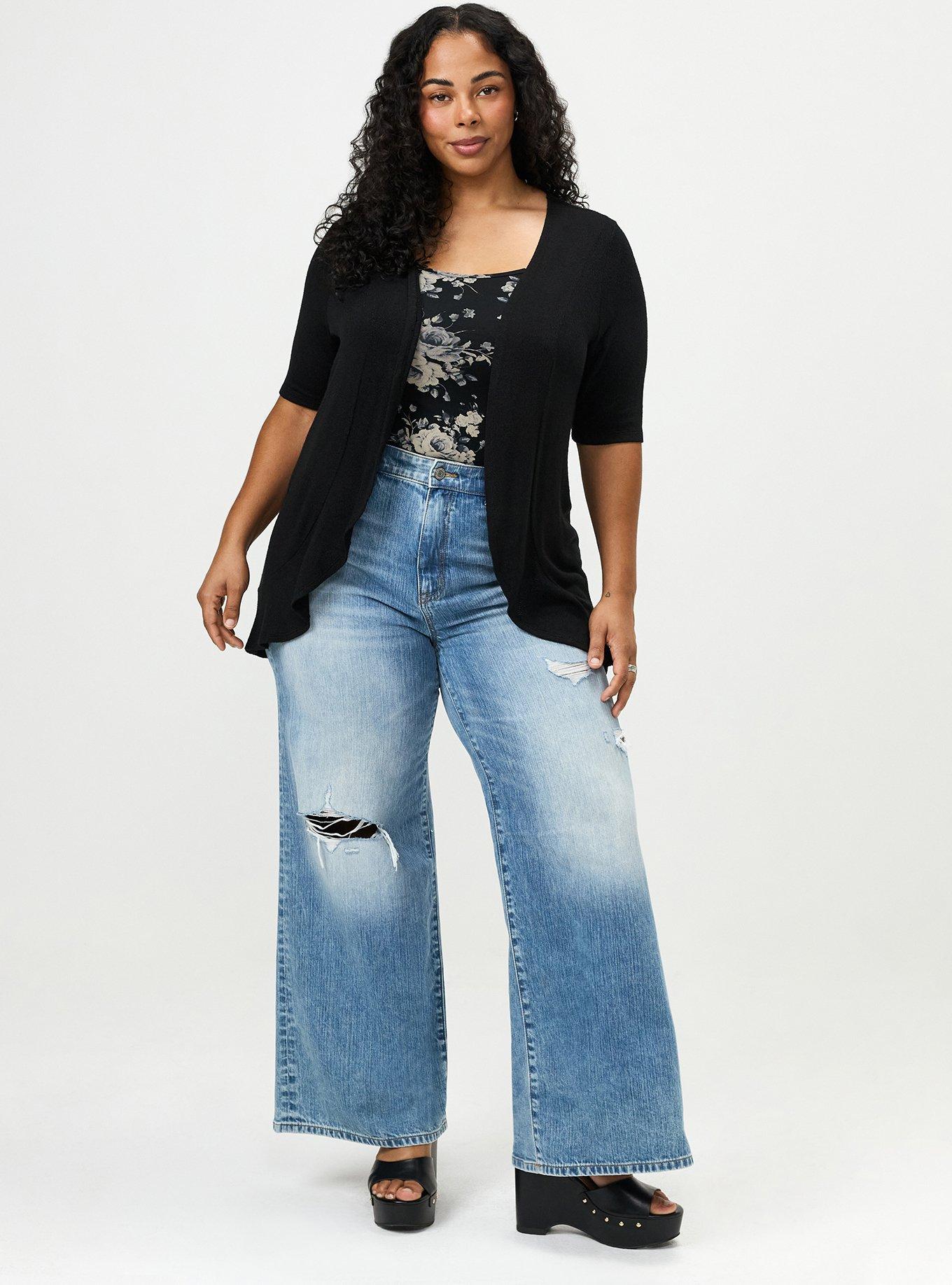 Hacci Drape Front Cardigan, DEEP BLACK, alternate