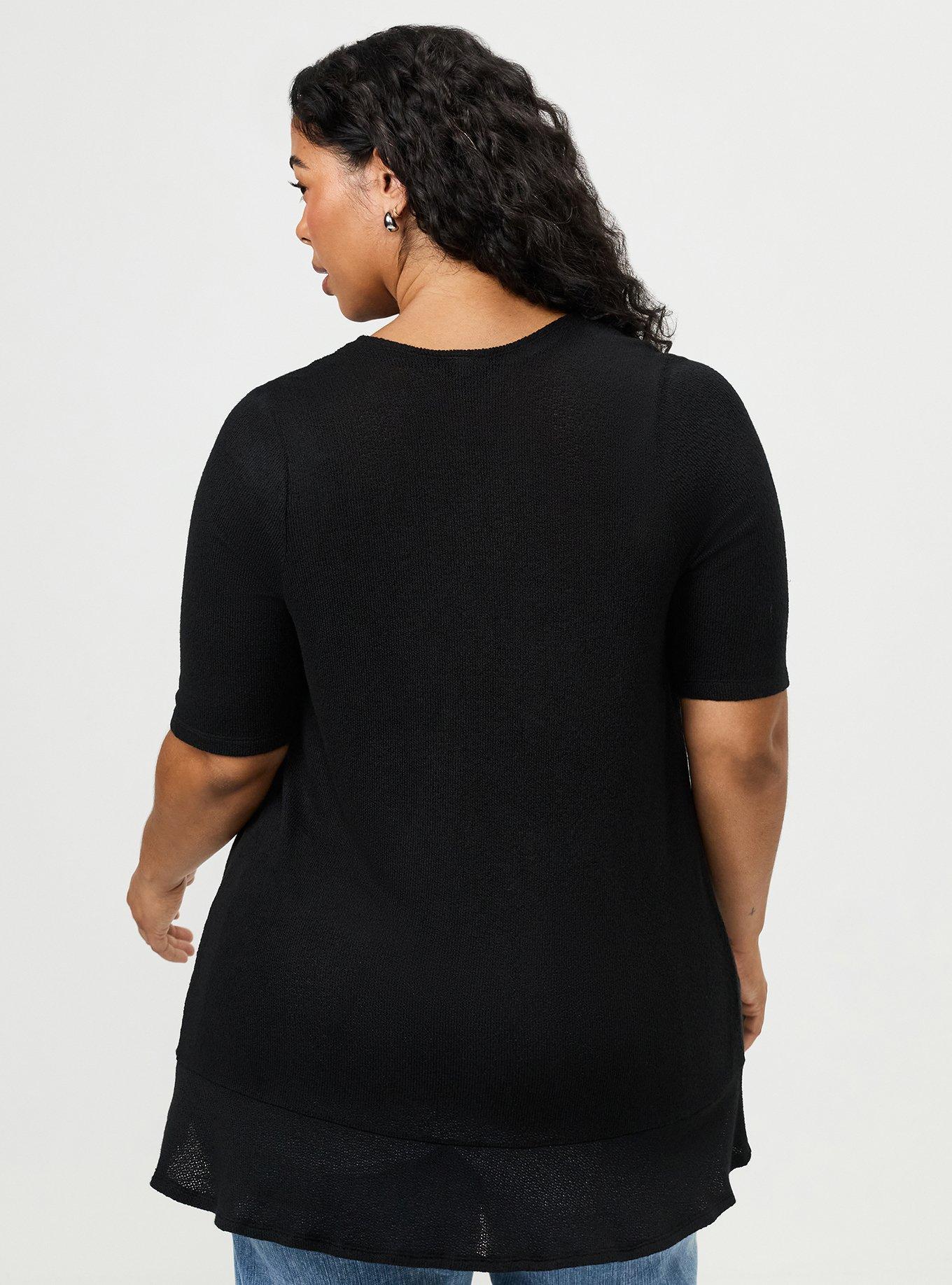 Hacci Drape Front Cardigan, DEEP BLACK, alternate