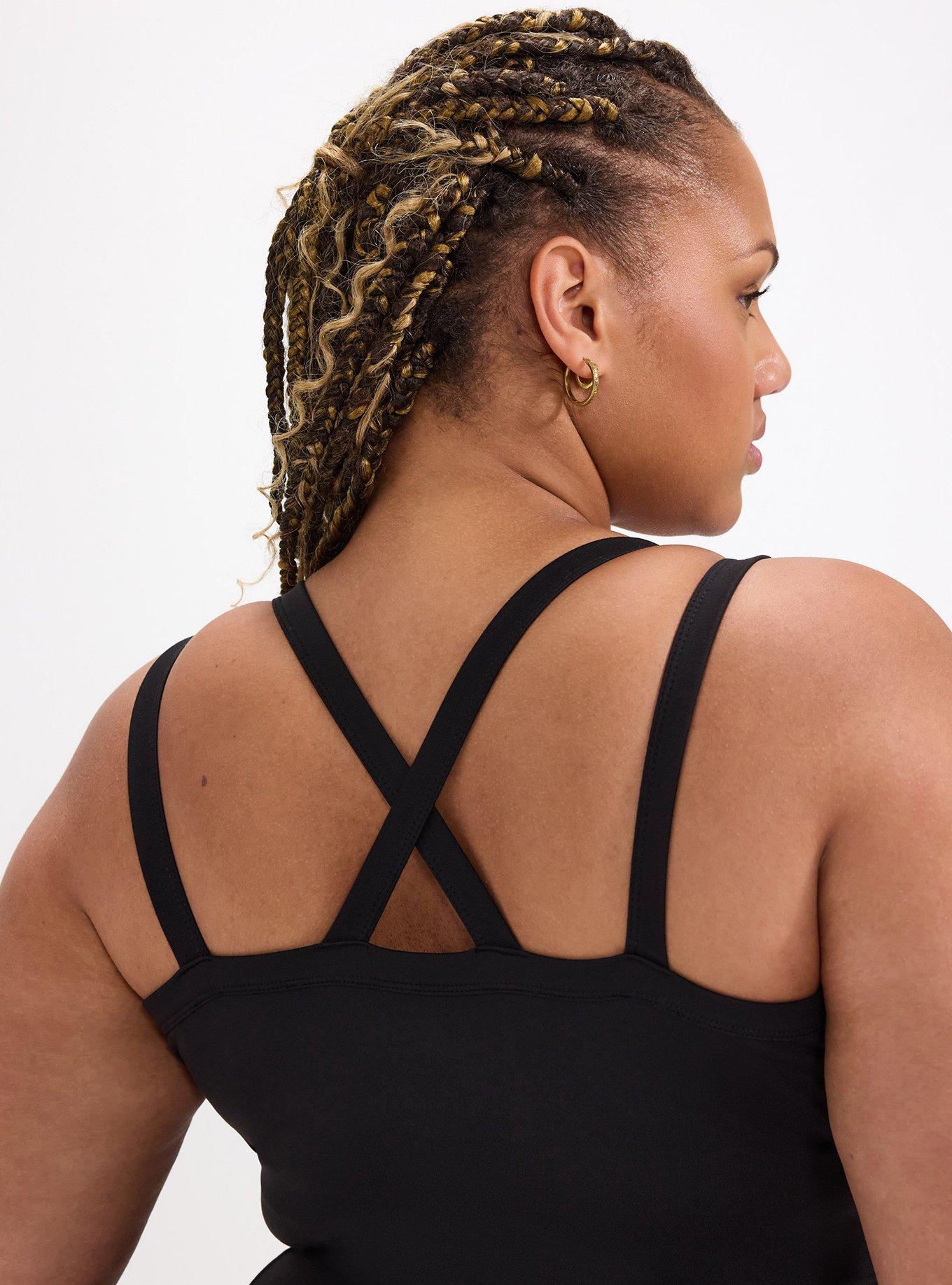 Plus Size TRU Performance Butter Longline Active Bra, DEEP BLACK, alternate