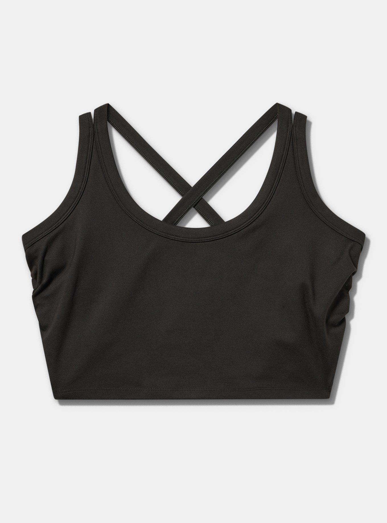 Plus Size TRU Performance Butter Longline Active Bra, DEEP BLACK, flat