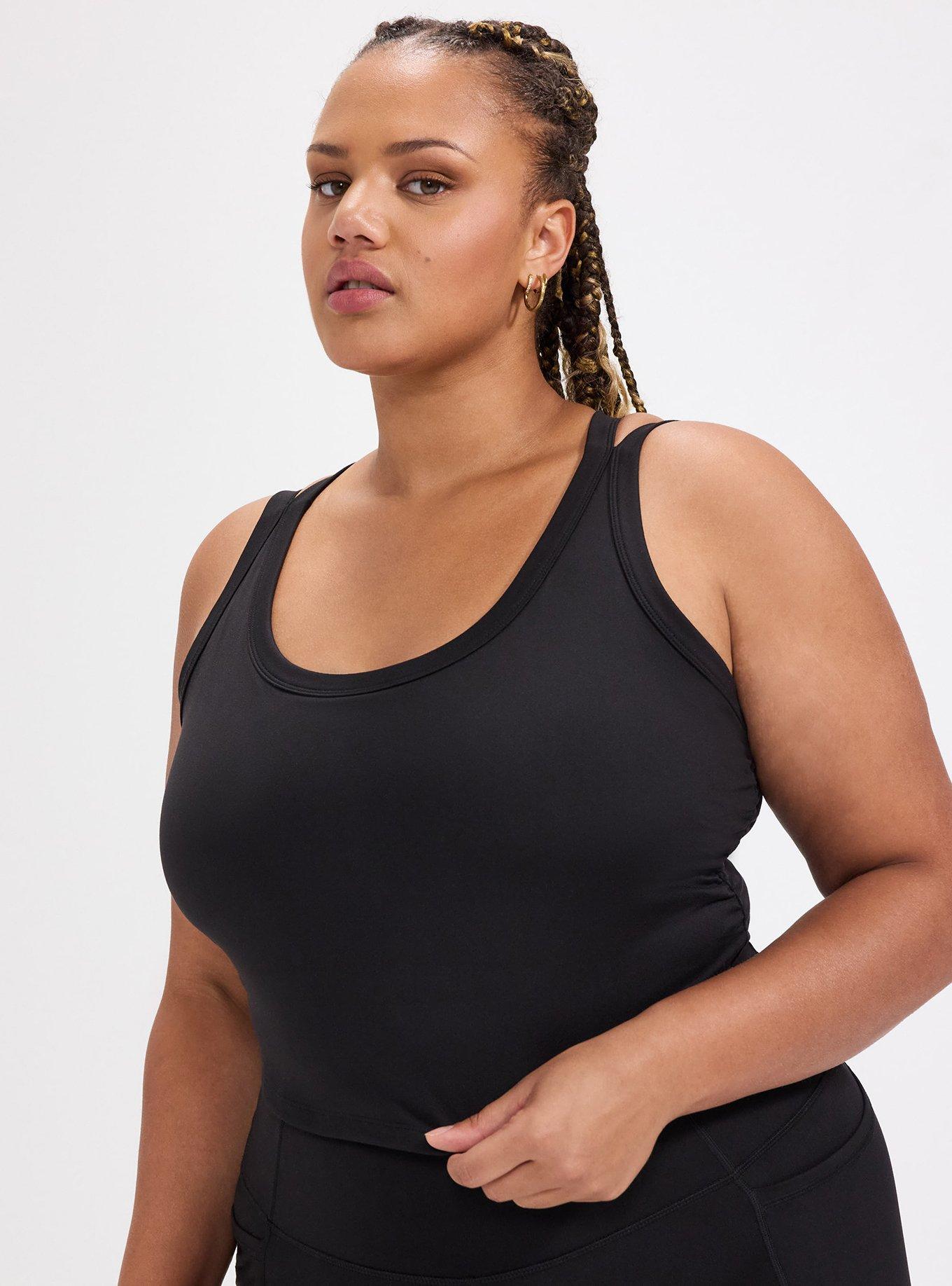 Plus Size TRU Performance Butter Longline Active Bra, DEEP BLACK, hi-res