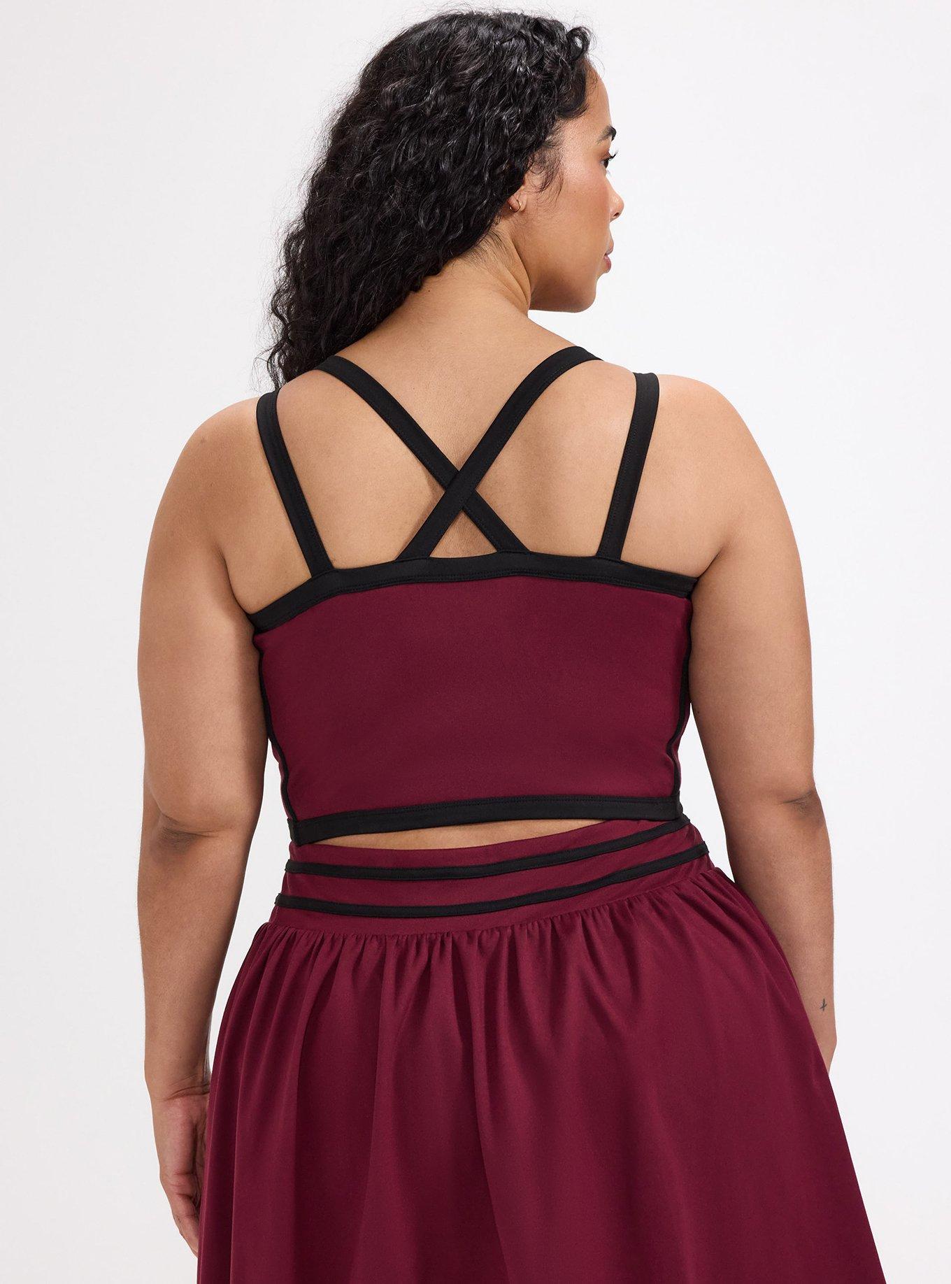 TRU Performance Butter Longline Active Sports Bra, MAROON BANNER, alternate