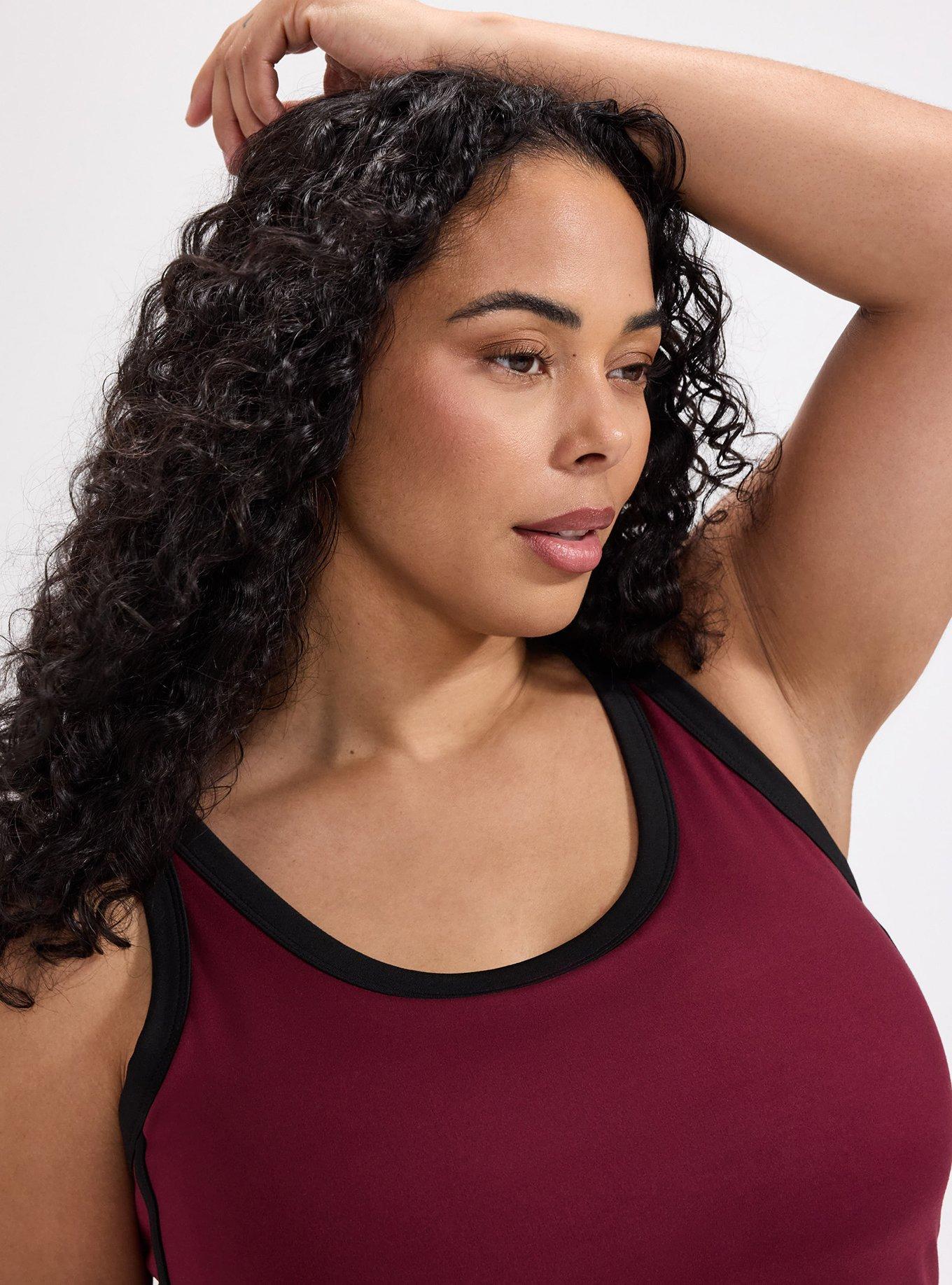 TRU Performance Butter Longline Active Sports Bra, MAROON BANNER, alternate