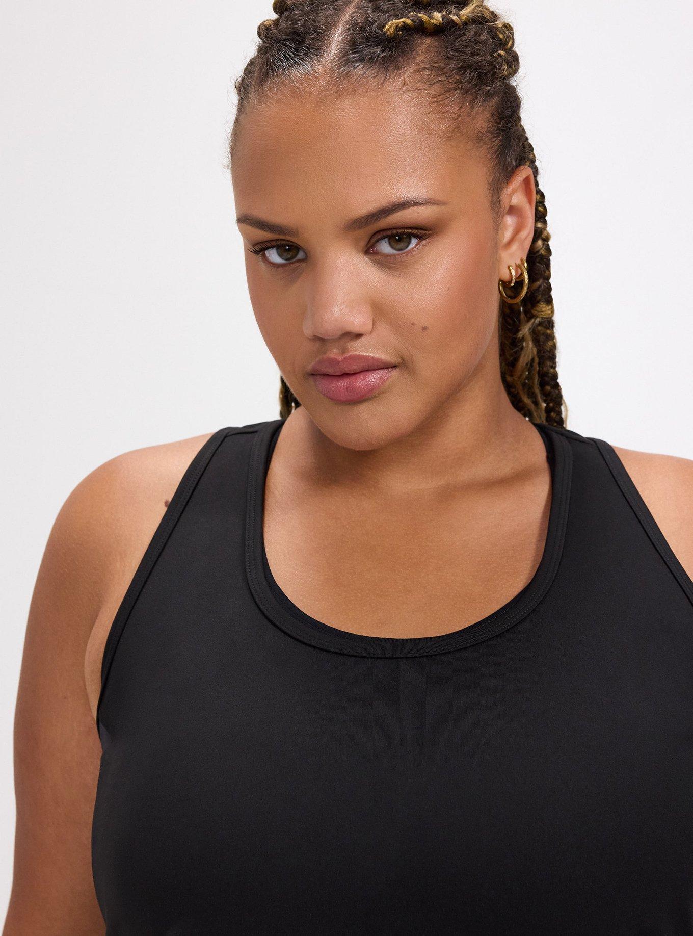TRU Performance Butter Racerback Active Tank With Bra, DEEP BLACK, alternate