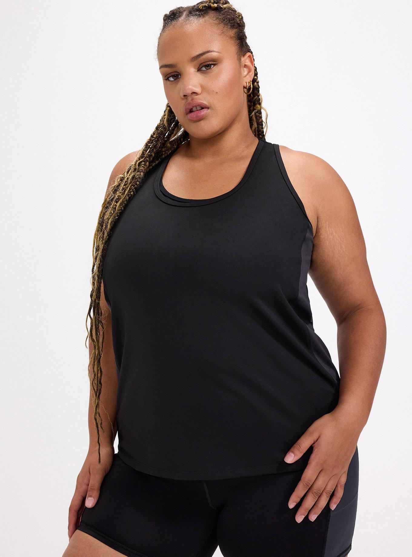 TRU Performance Butter Racerback Active Tank With Bra, DEEP BLACK, hi-res