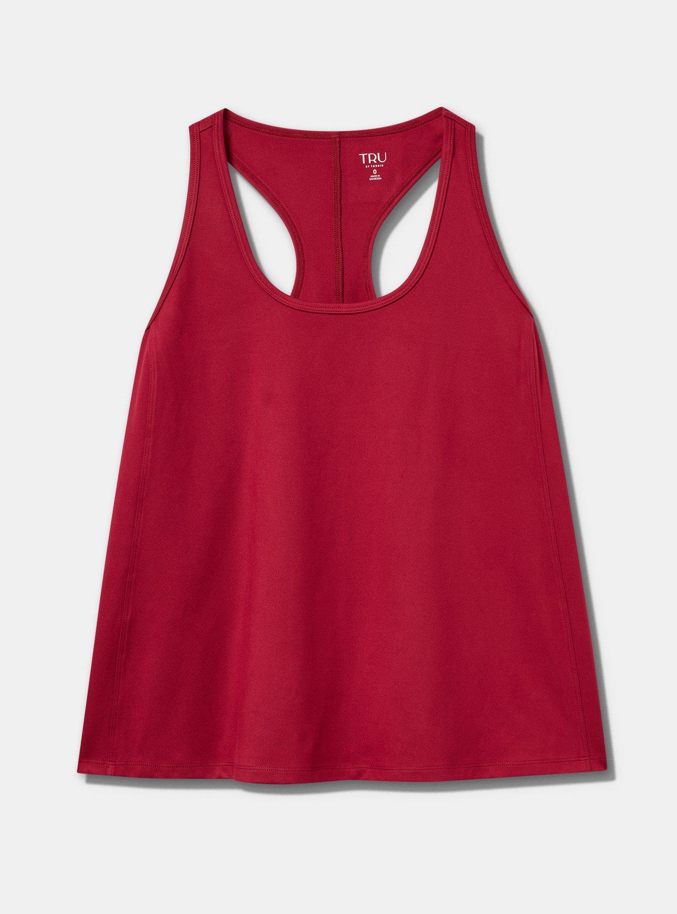 Plus Size TRU Performance Butter Racerback Active Tank, RUMBA RED, flat