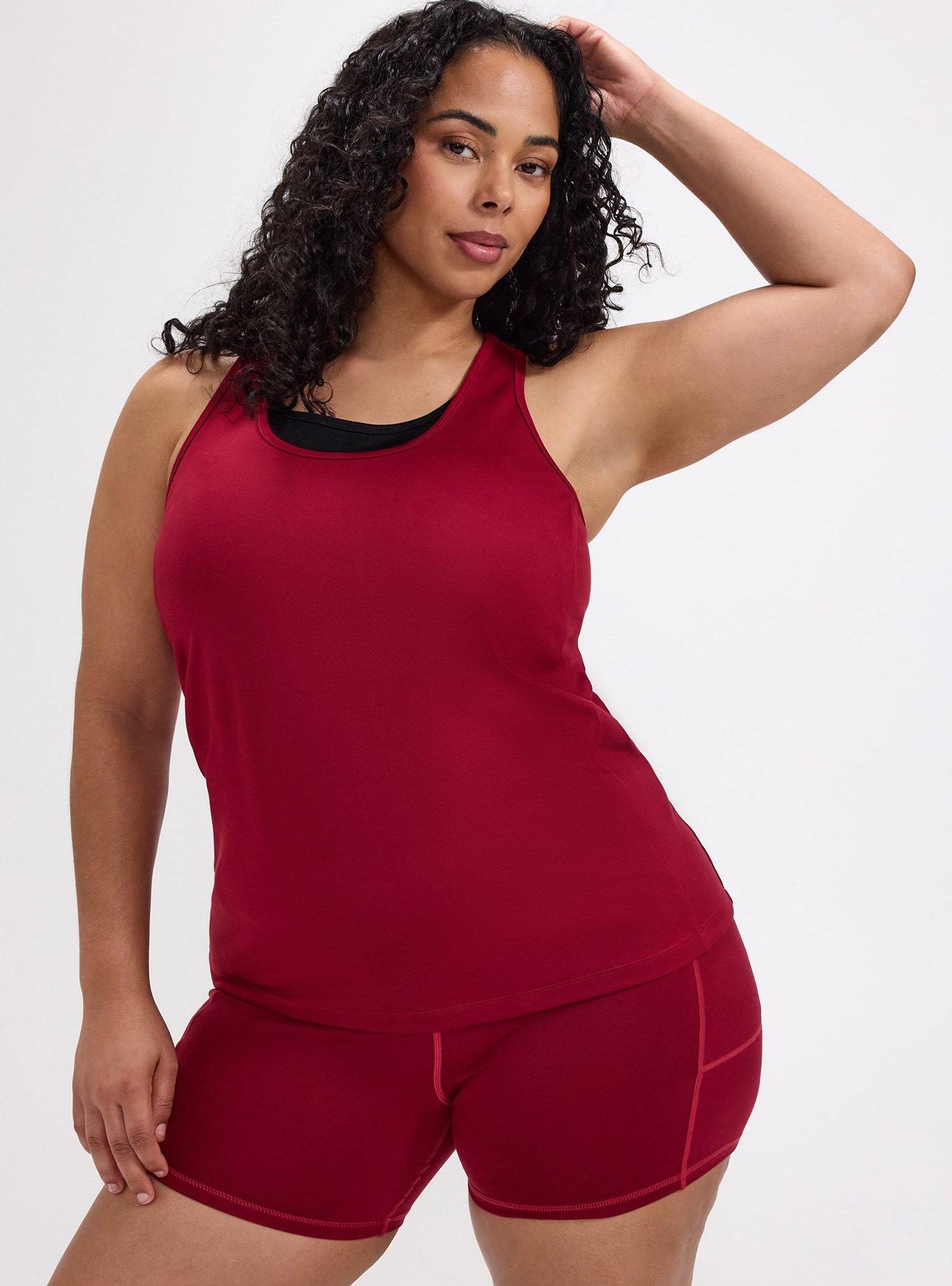 TRU Performance Butter Racerback Active Tank With Bra, RUMBA RED, hi-res