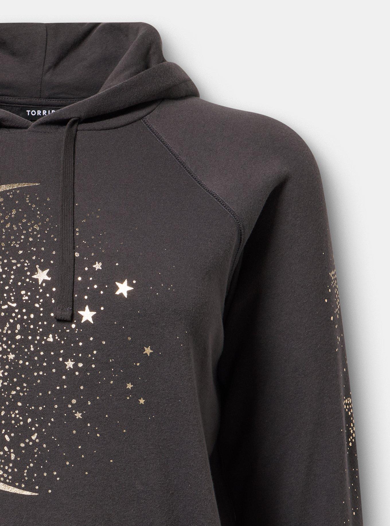 Cozy Fleece Hoodie, CRESCENT STARFALL VINTAGE BLACK, alternate