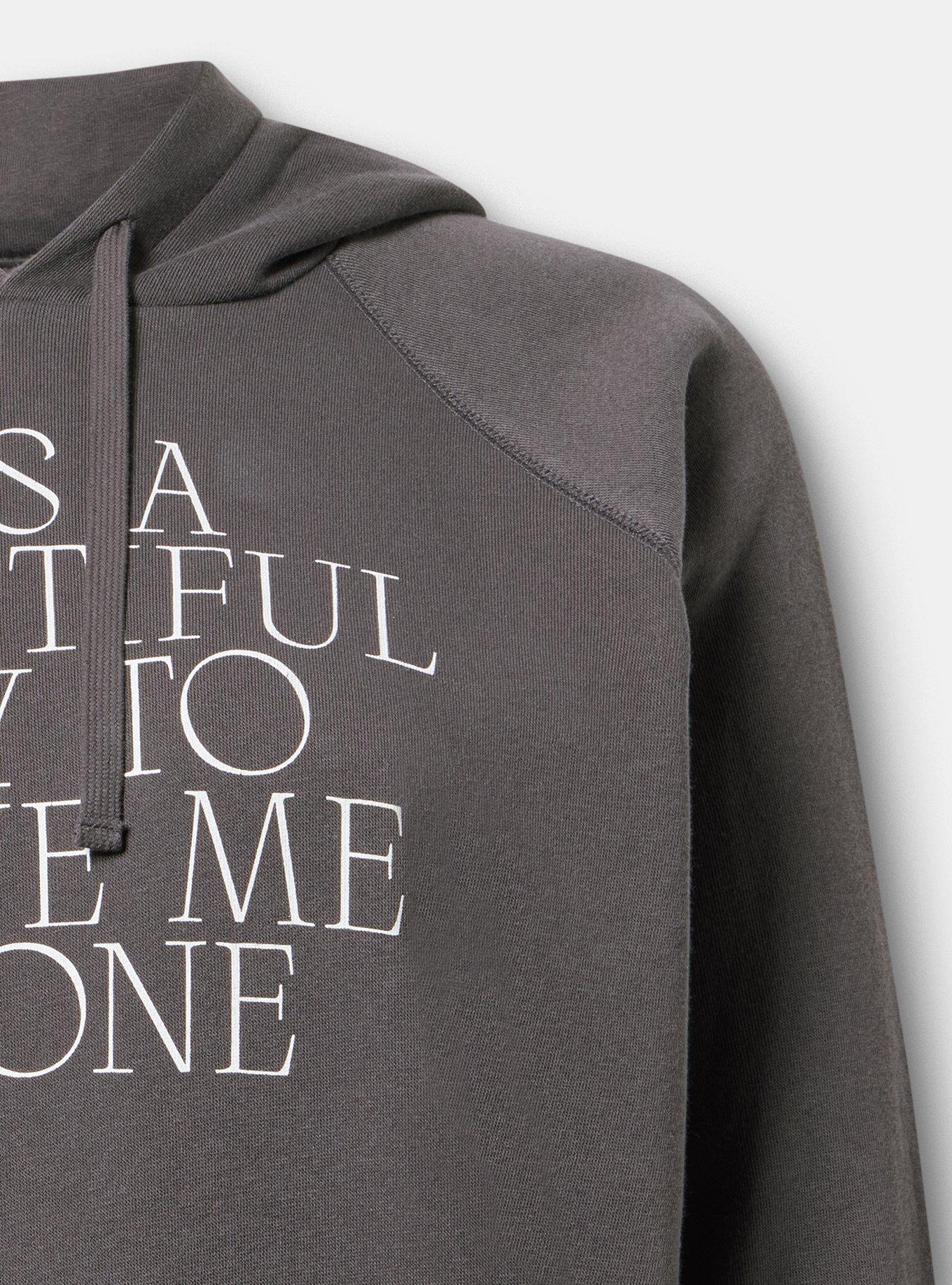 Plus Size Cozy Fleece Hoodie, BEAUTIFUL DAY VINTAGE BLACK, alternate