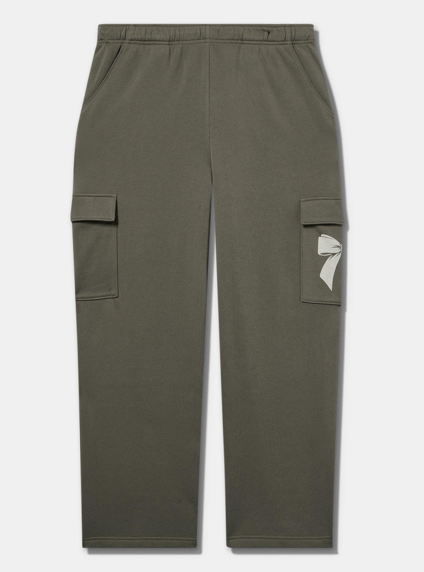 LoveSick Wide Leg Cargo Sweatpant, KALAMATA WHITE BOW, flat