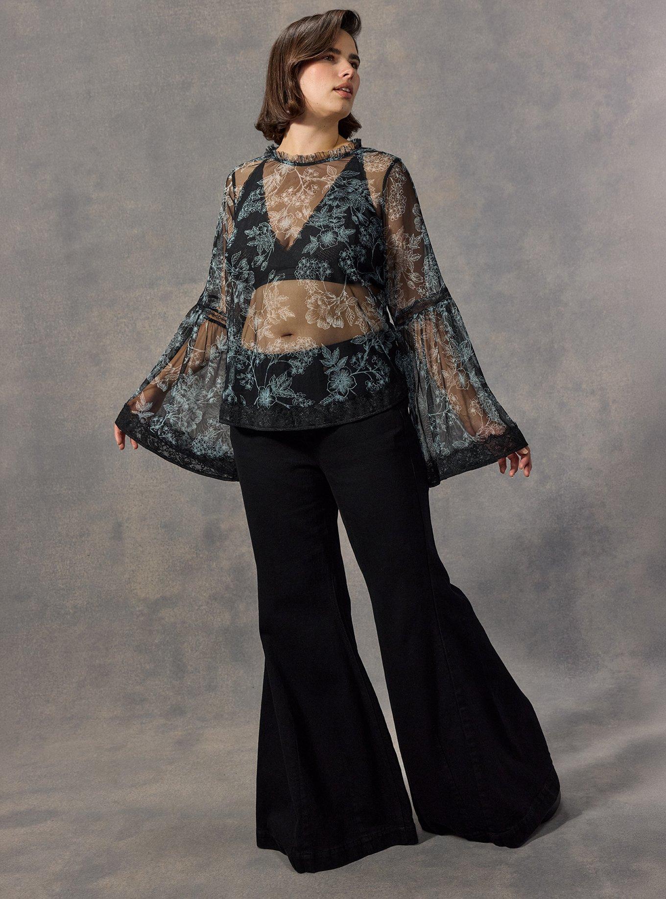 Festi Sky High Super Flare Jean, BLACK RINSE, hi-res