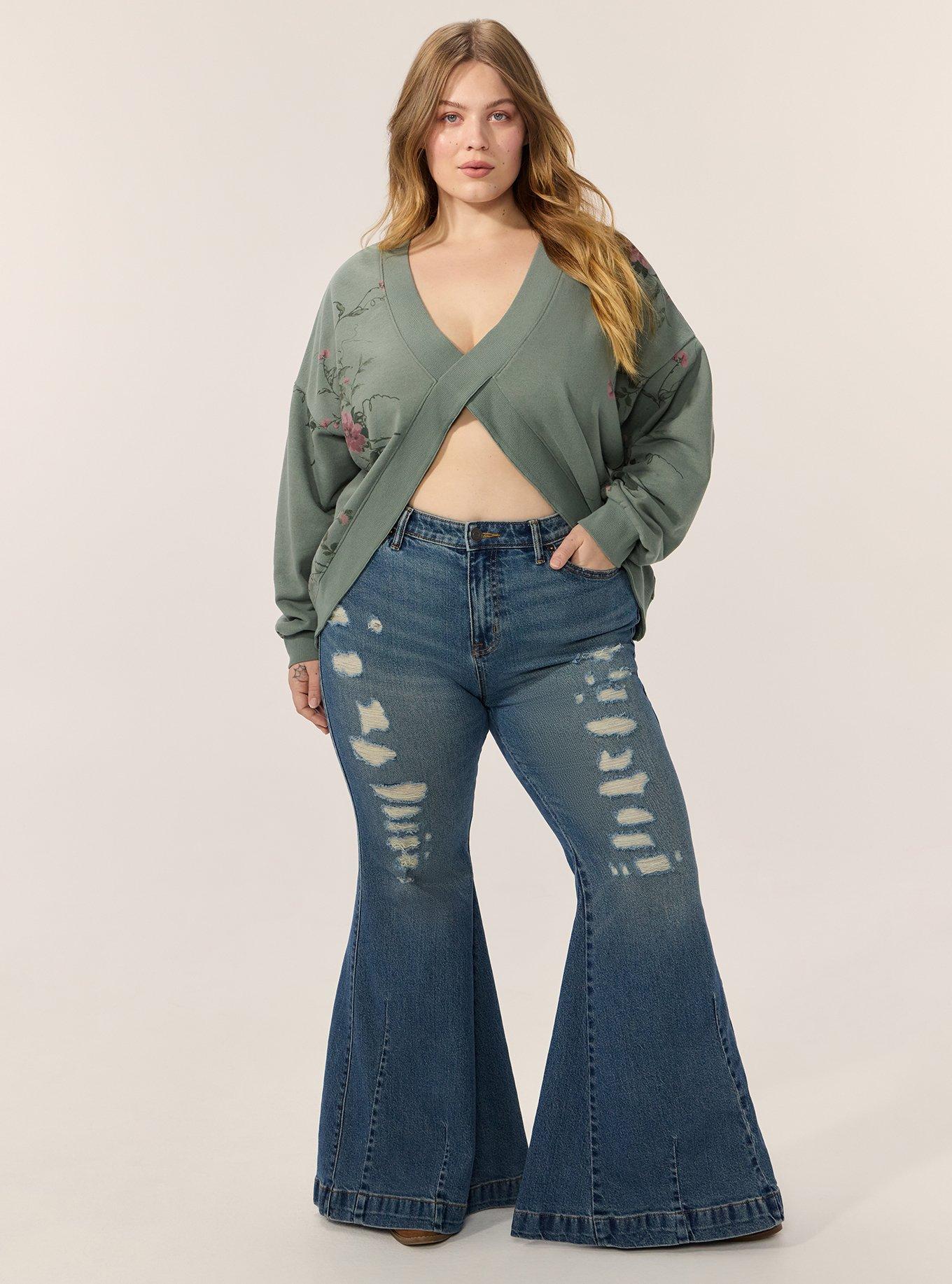 Plus Size Festi Sky High Super Flare Jean, LAST STRAW, hi-res