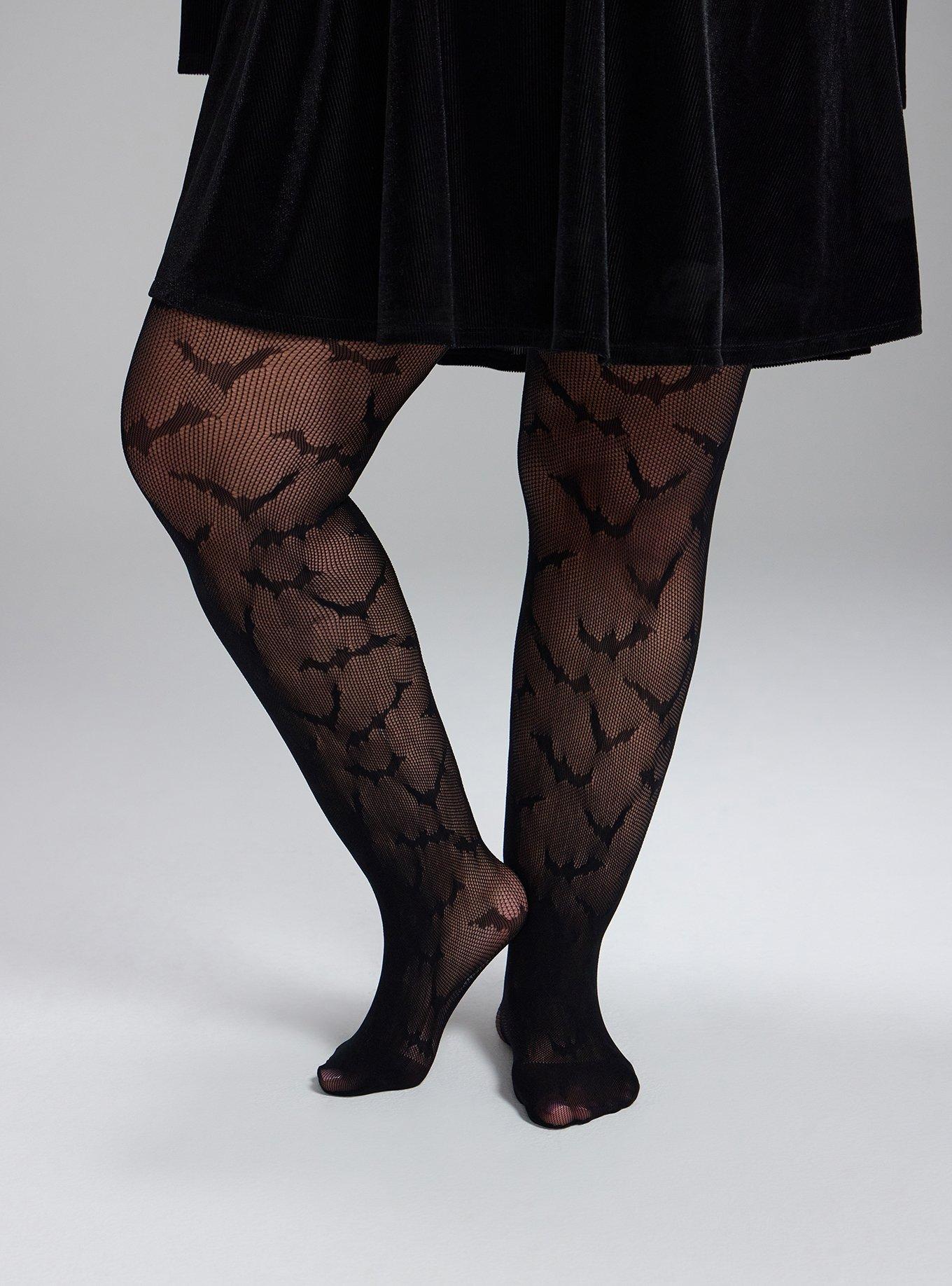 Plus Size Bat Tights, DEEP BLACK, alternate