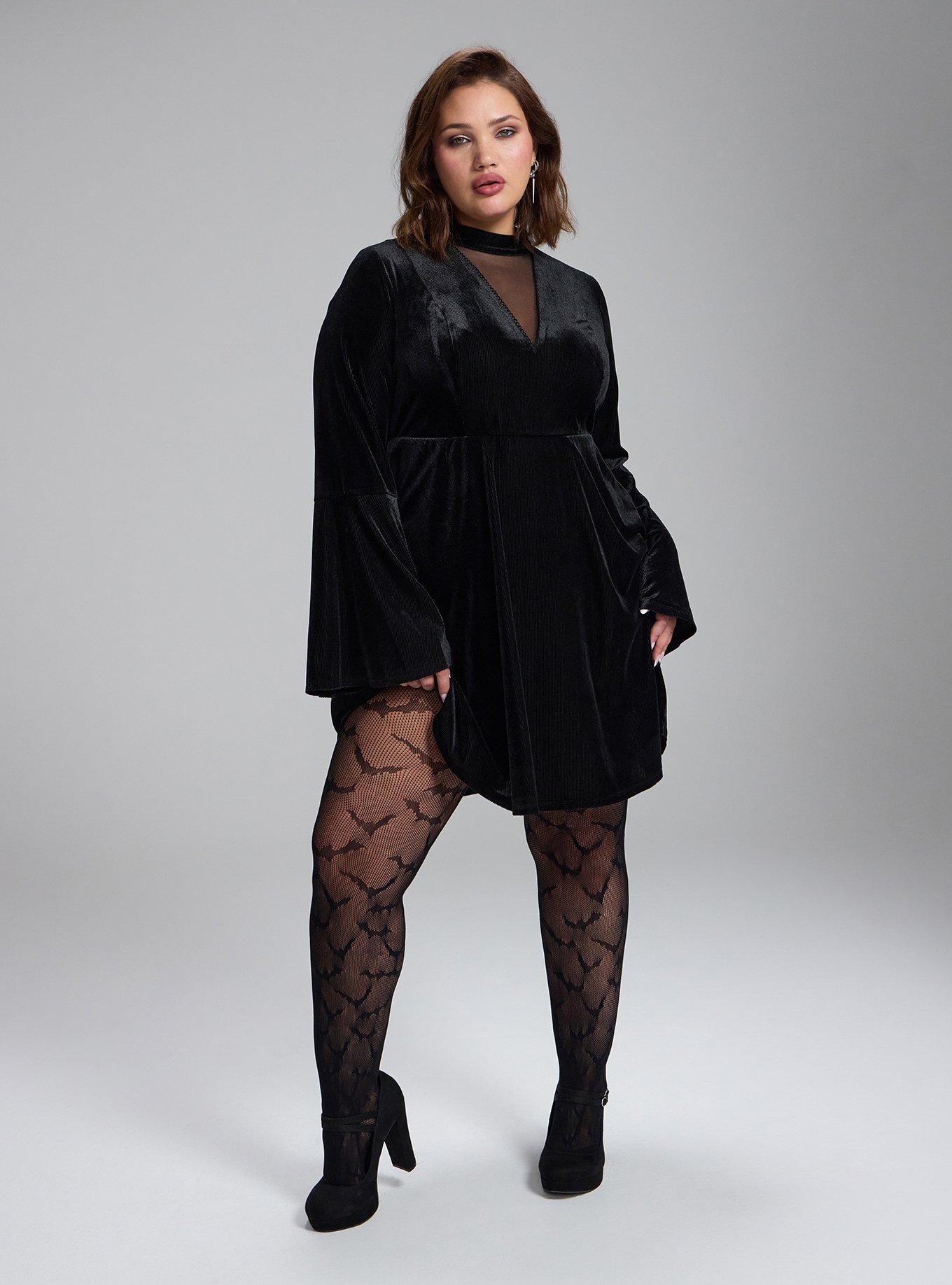 Plus Size Bat Tights, DEEP BLACK, alternate