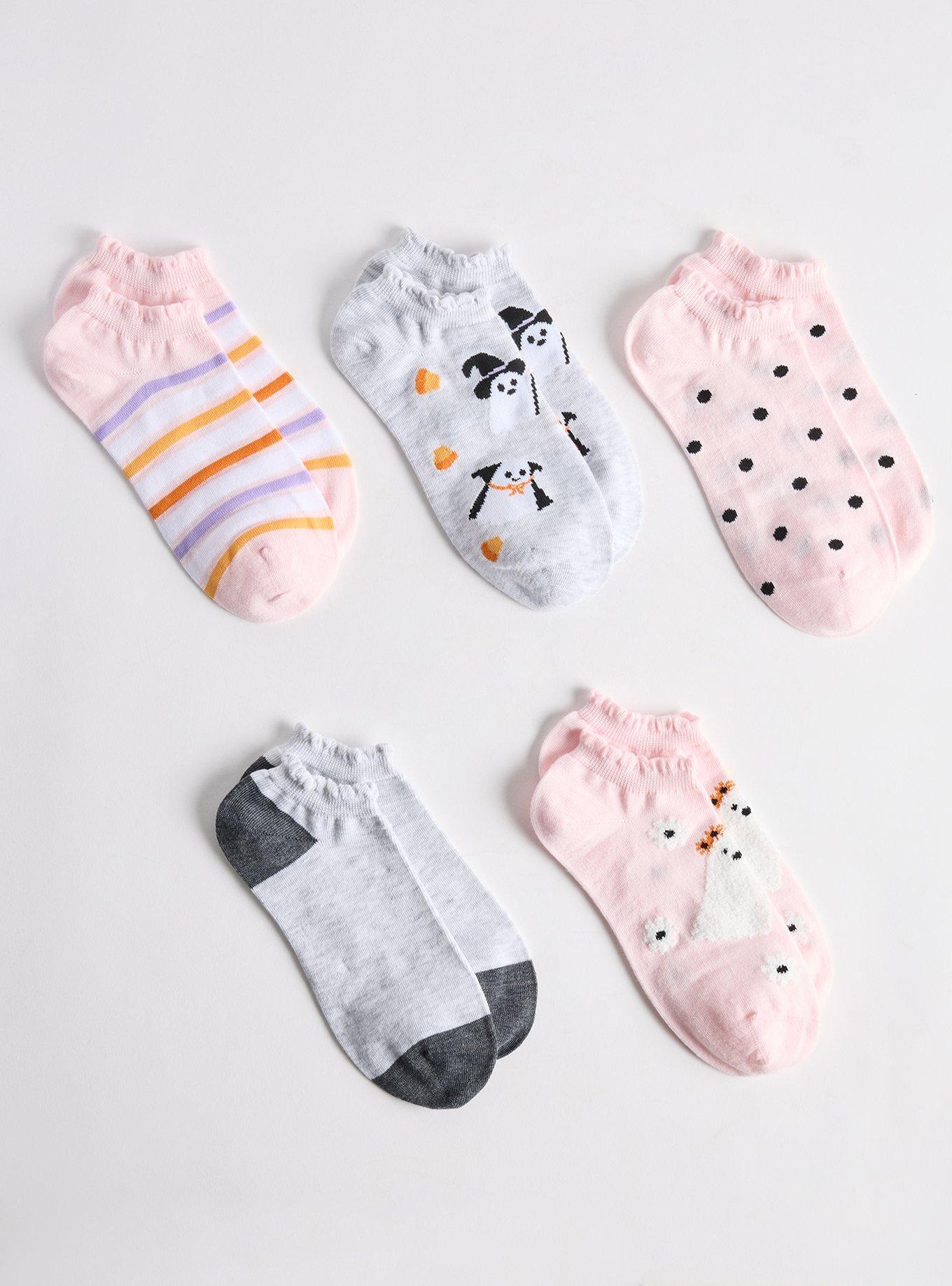 5 Pack Halloween Low-Cut Socks, PINK MULTI, hi-res