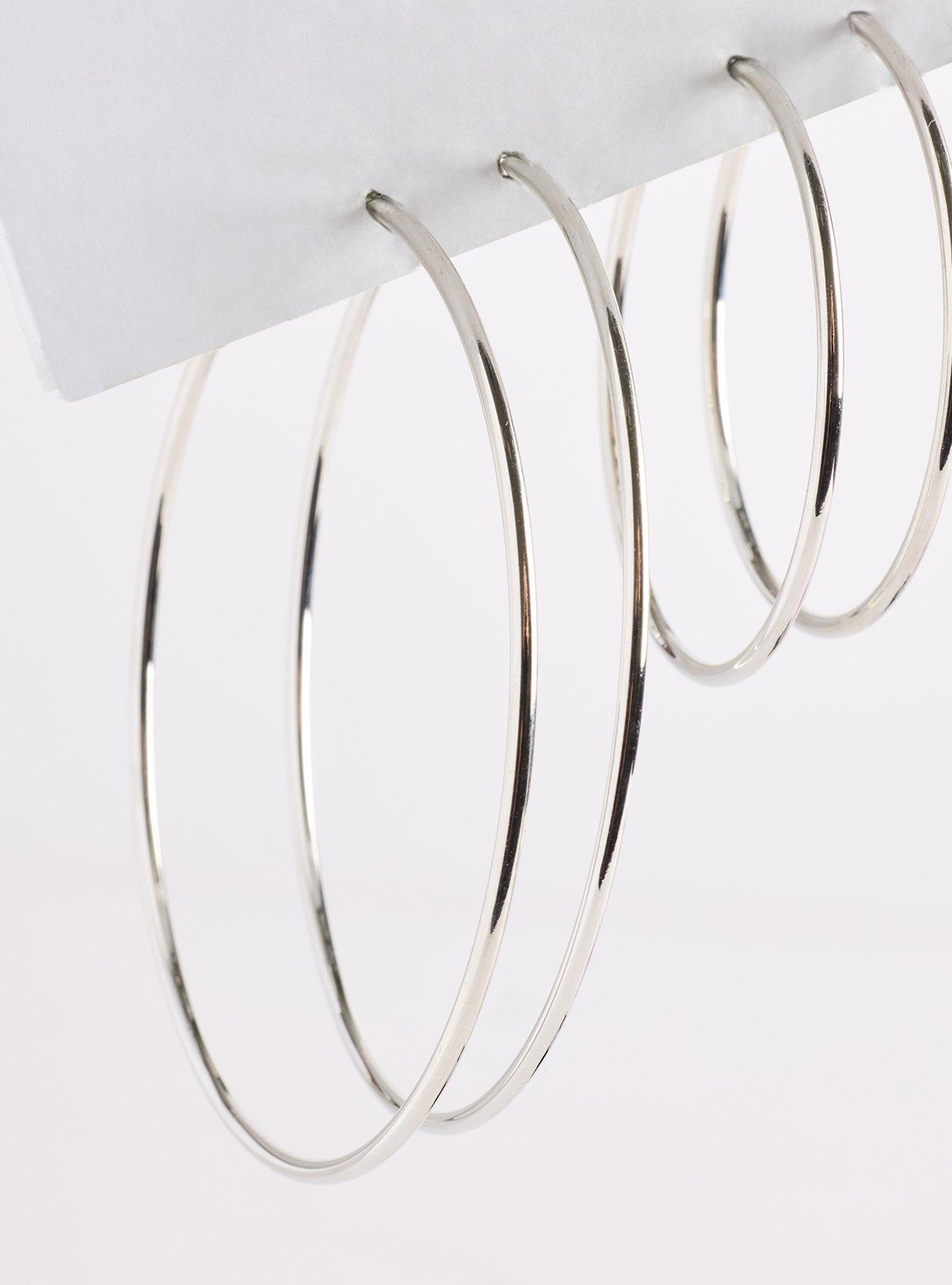 Multi Sized Hoop Set, SILVER, alternate