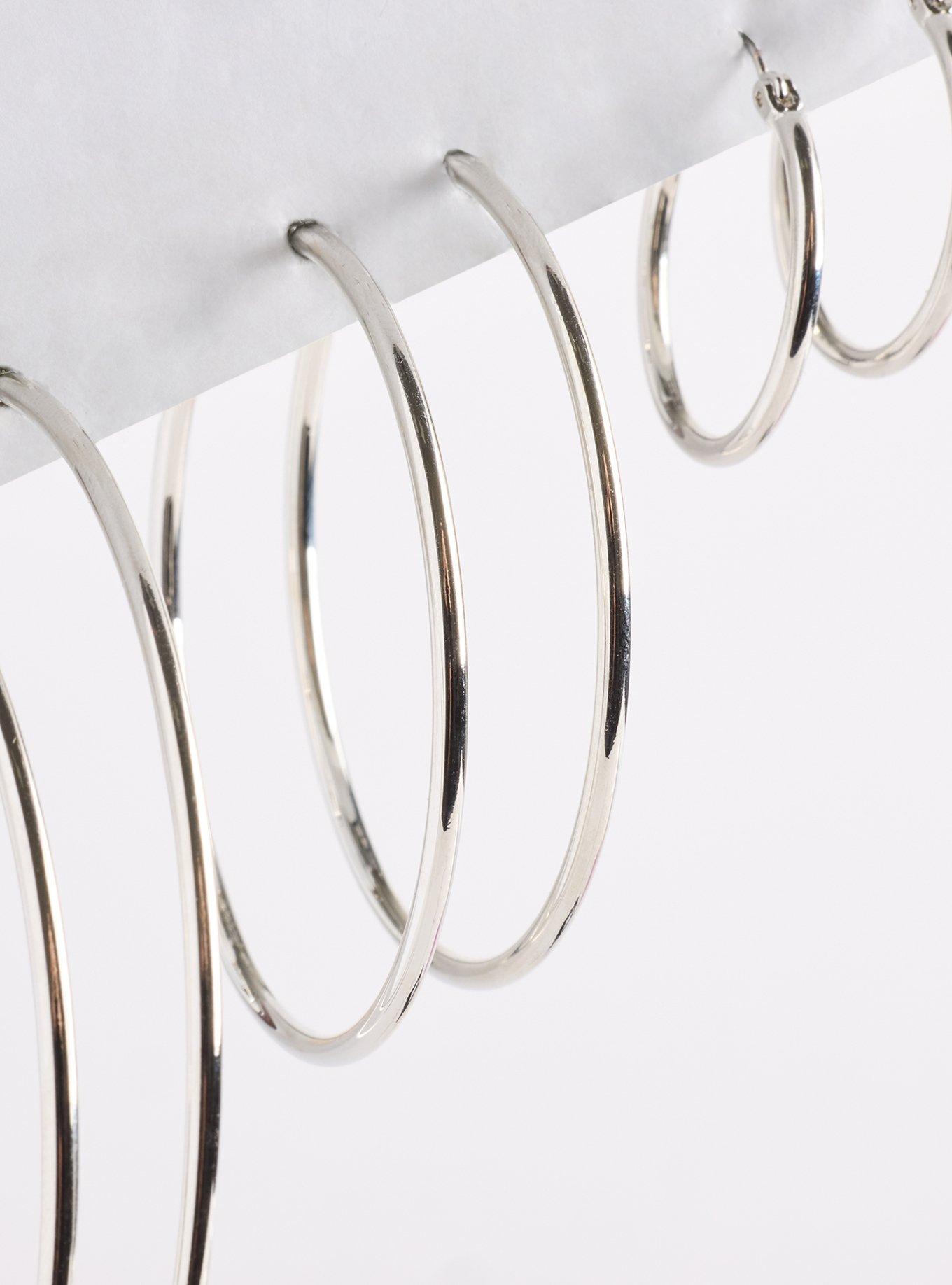 Multi Sized Hoop Set, SILVER, alternate