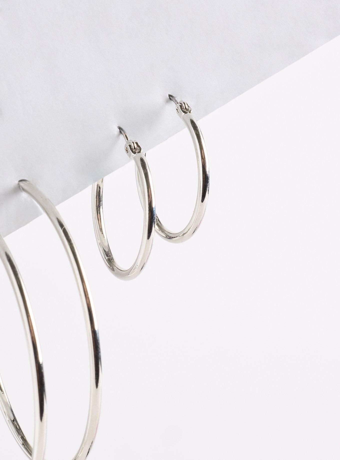 Multi Sized Hoop Set, SILVER, alternate