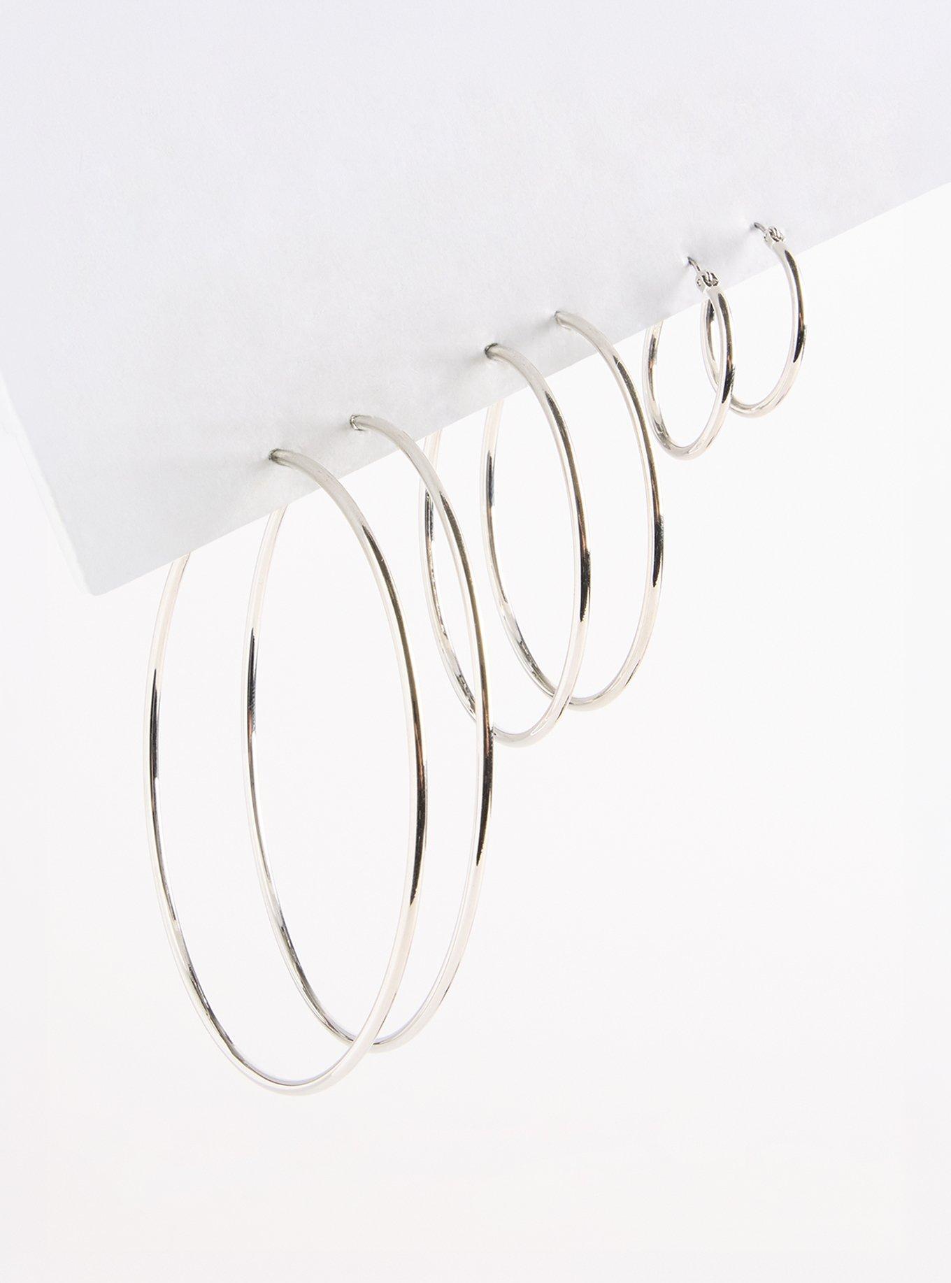 Multi Sized Hoop Set, SILVER, hi-res