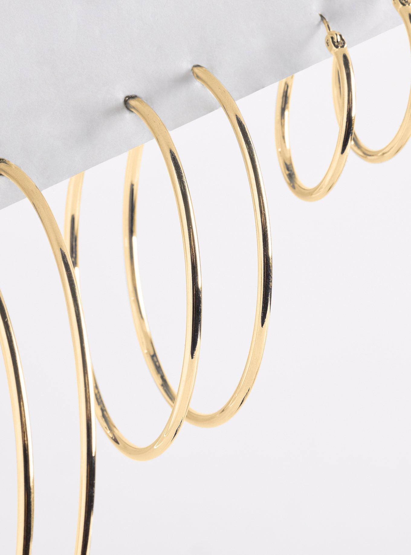 Multi Sized Hoop Set, GOLD, alternate