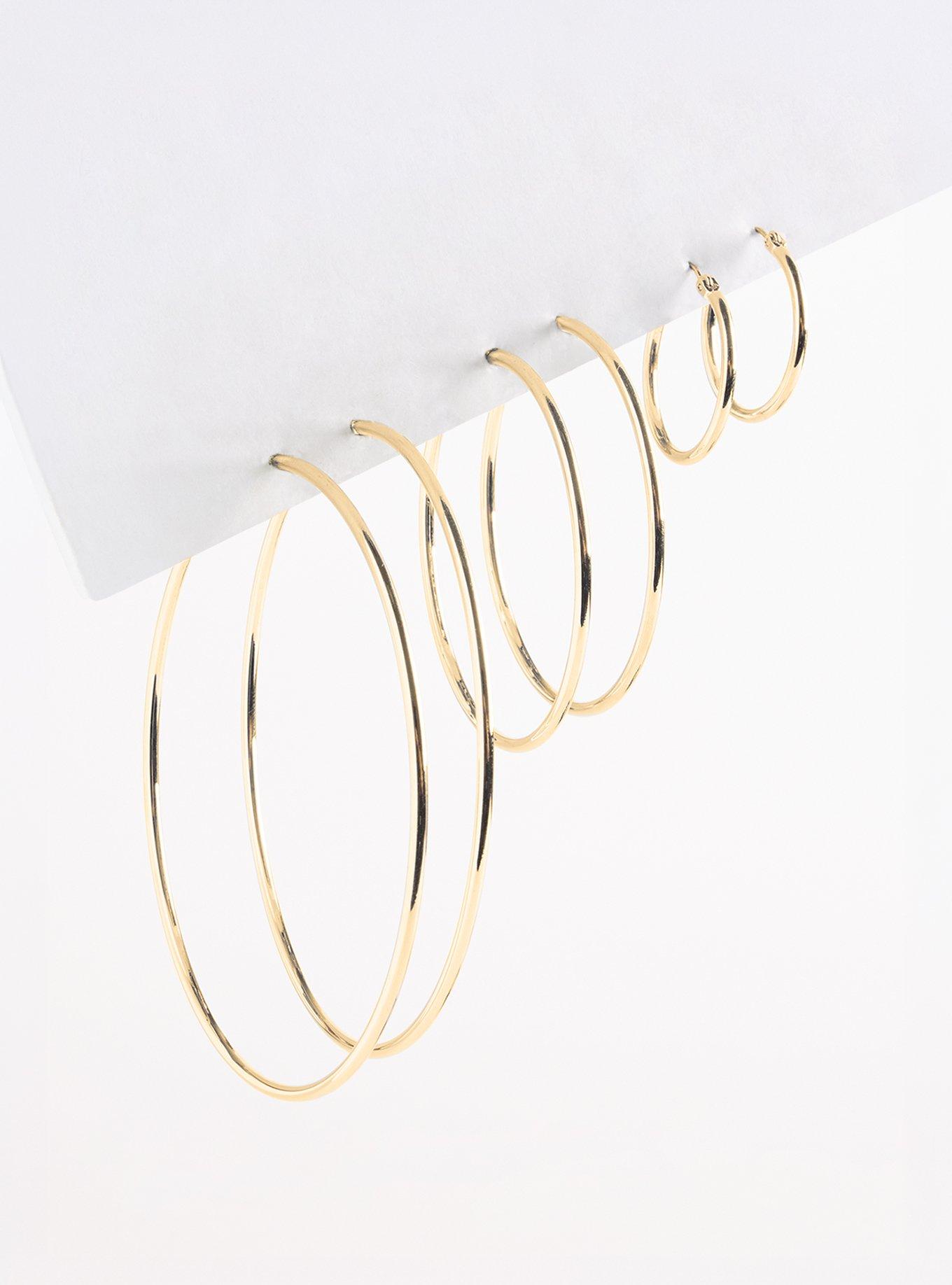 Multi Sized Hoop Set, GOLD, hi-res