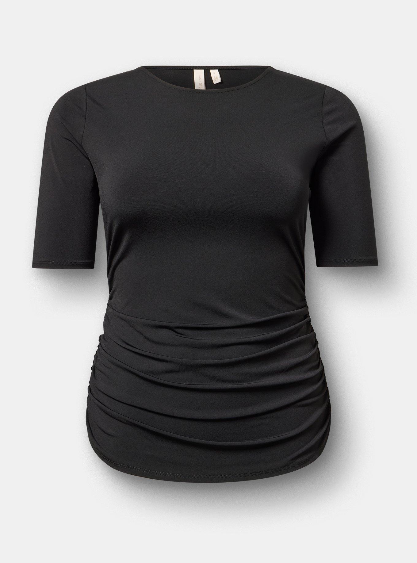 Studio Slinky Ruched Top, DEEP BLACK, flat