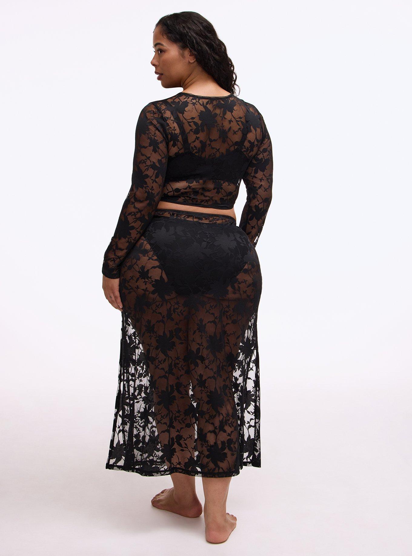Shadow Lace Maxi Skirt, RICH BLACK, alternate