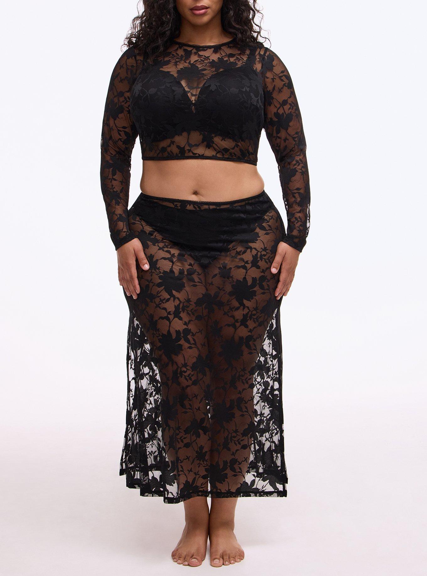 Shadow Lace Maxi Skirt, RICH BLACK, alternate