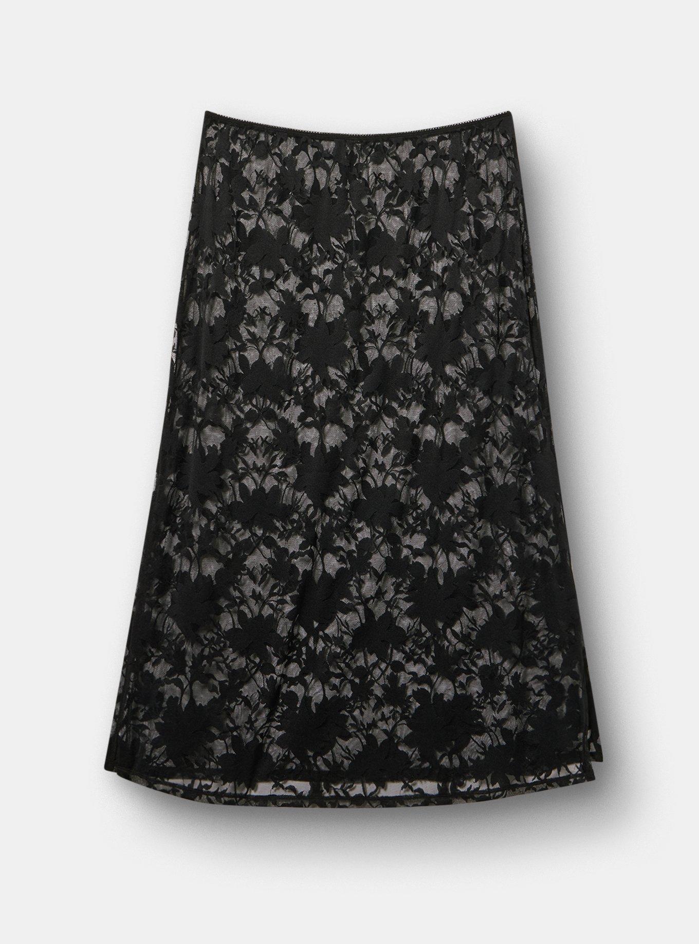 Shadow Lace Maxi Skirt, RICH BLACK, flat