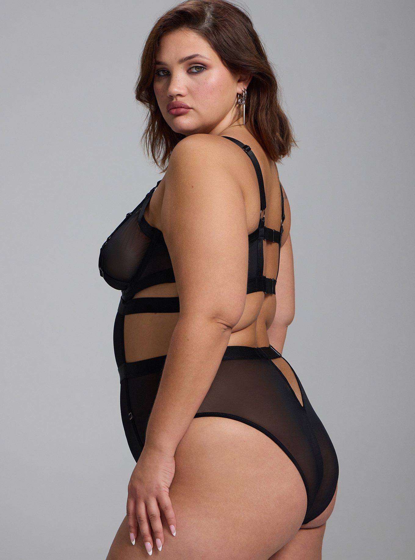 Nightfall Wired Mesh Bodysuit, RICH BLACK, alternate