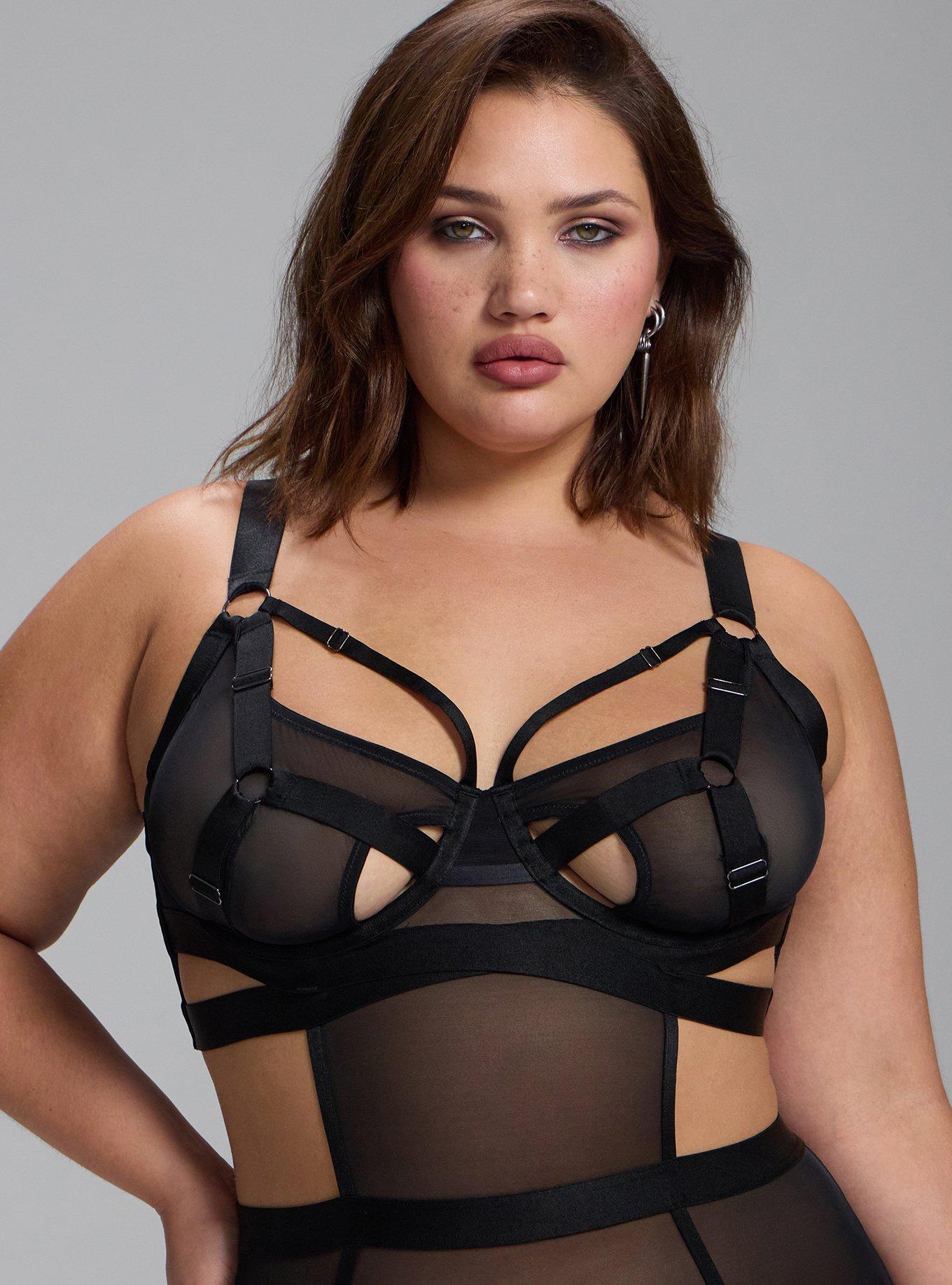 Nightfall Wired Mesh Bodysuit, RICH BLACK, alternate