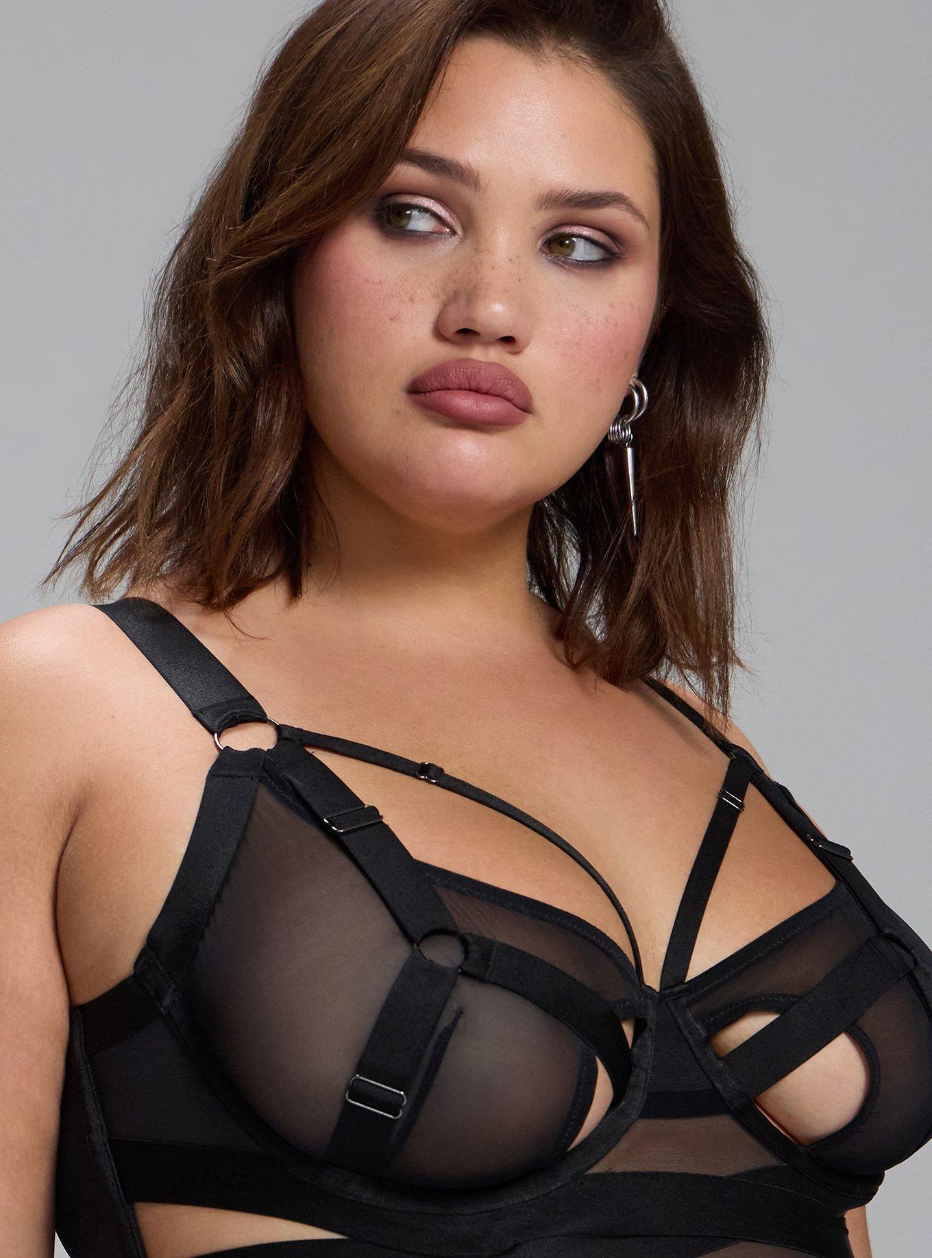 Nightfall Wired Mesh Bodysuit, RICH BLACK, alternate