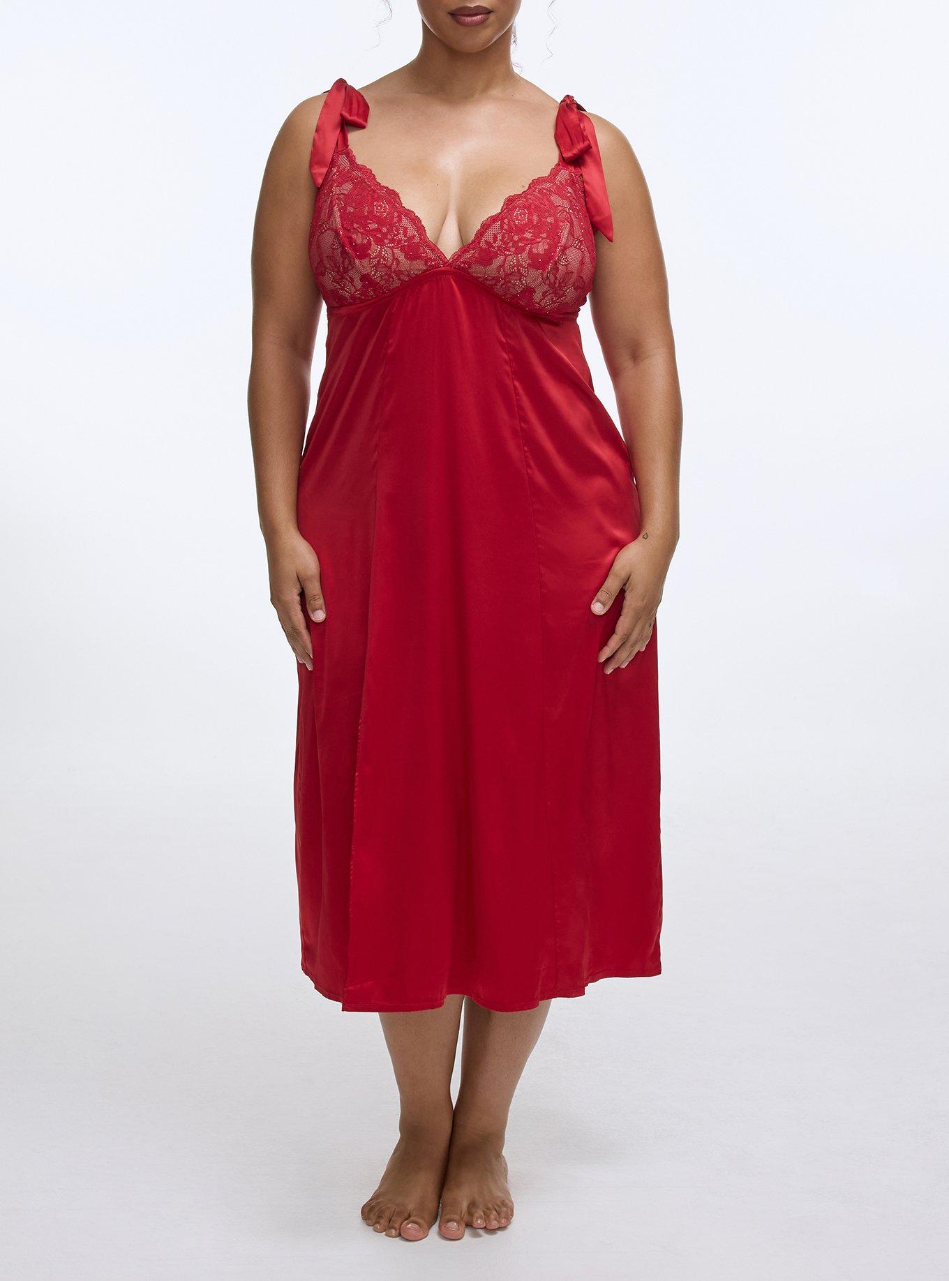 Emma Lace & Satin Dress, JESTER RED, alternate