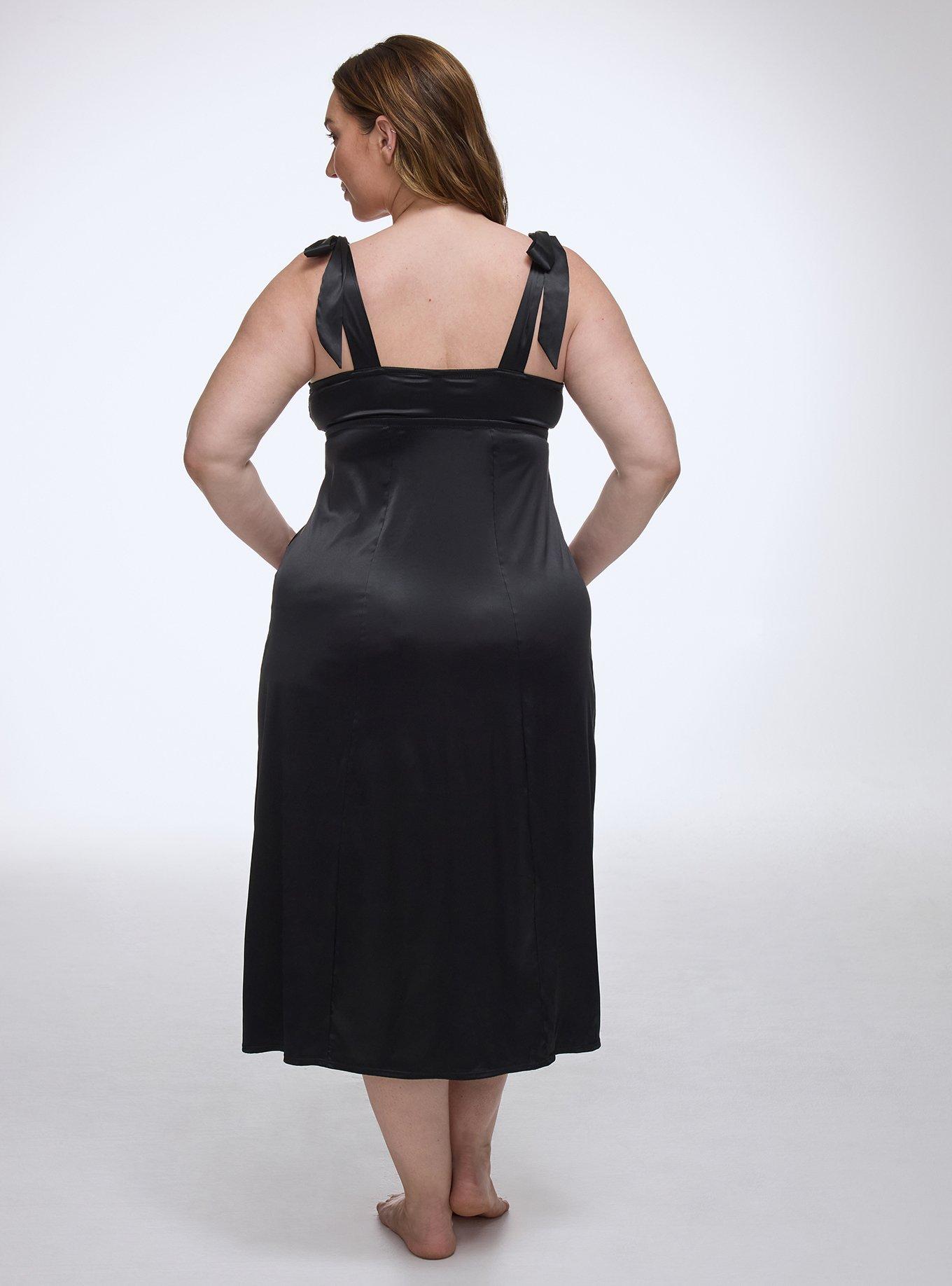 Emma Lace & Satin Dress, RICH BLACK, alternate