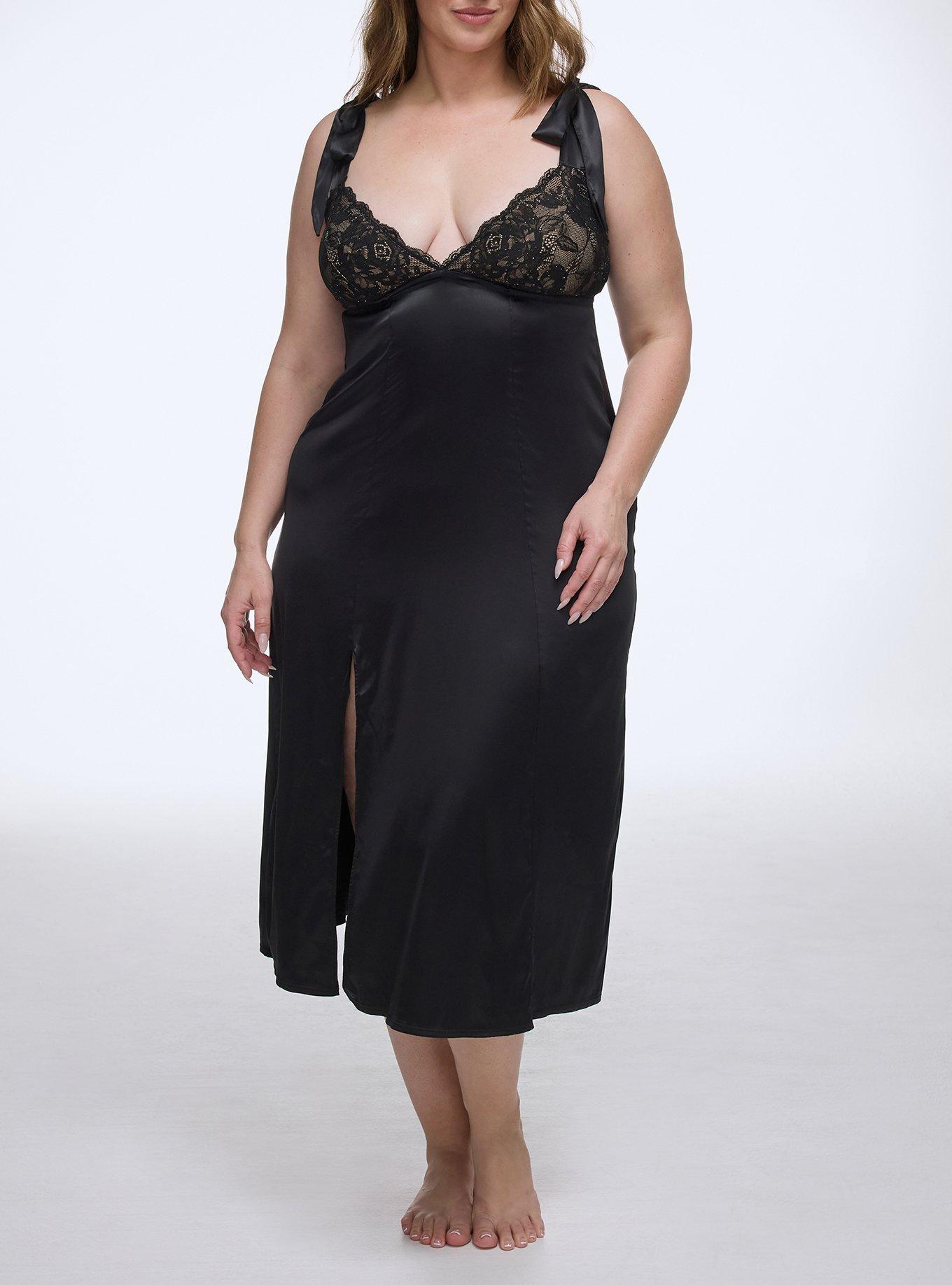 Emma Lace & Satin Dress, RICH BLACK, alternate