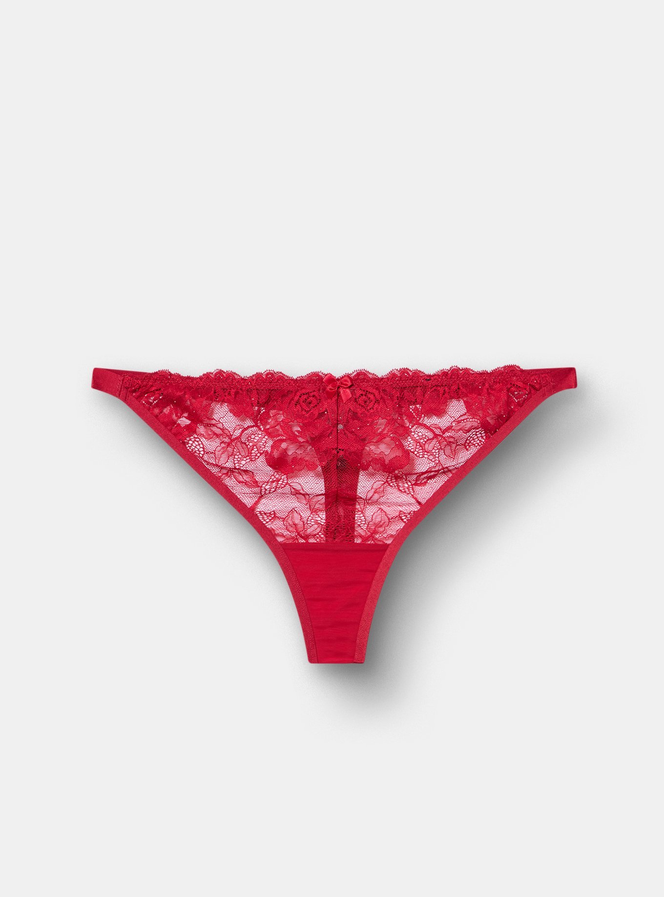 Sequin Emma Strappy Lace Thong Panty, JESTER RED, flat