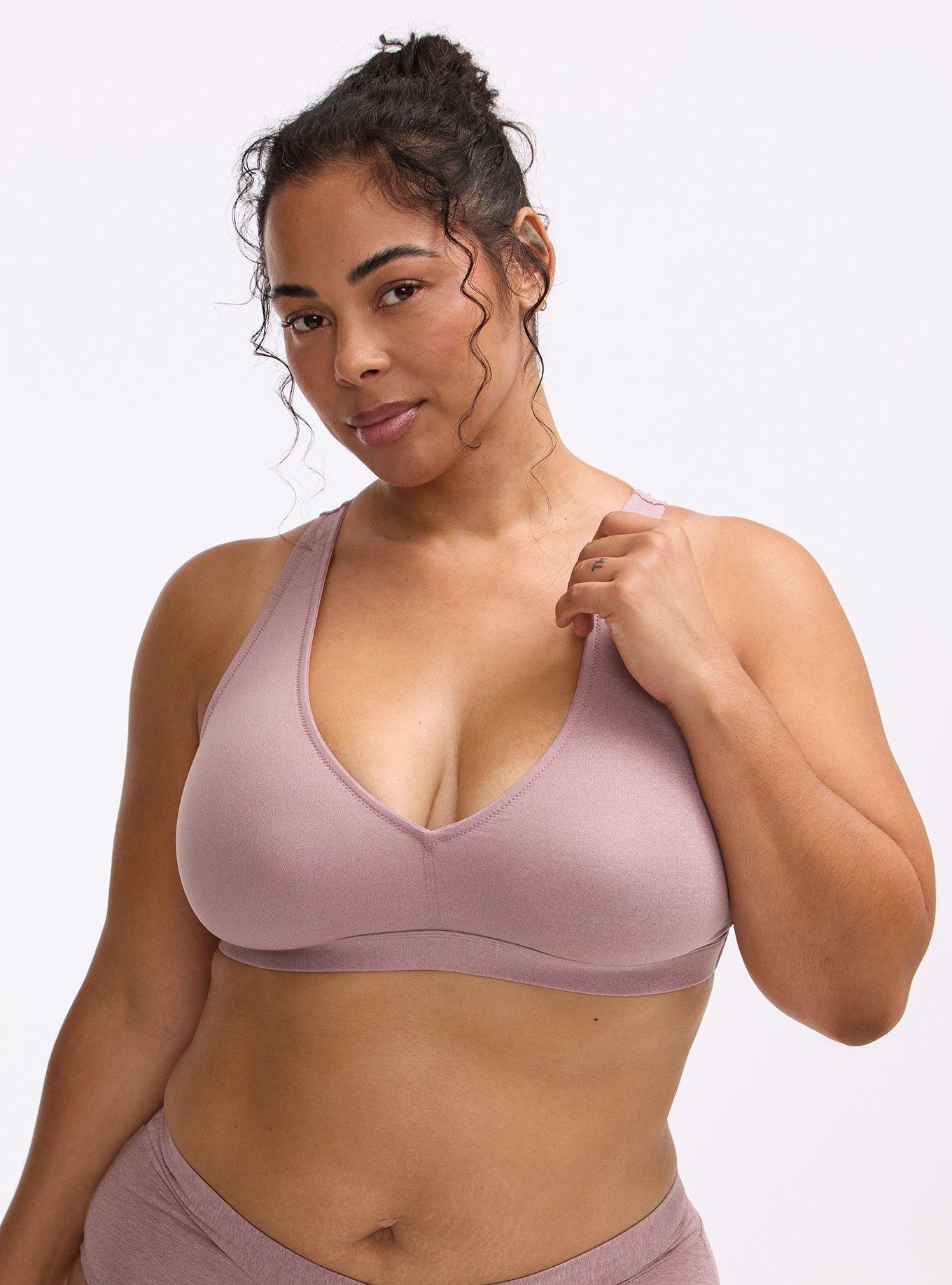 Unlined Micro Heather Plunge Bralette, TOADSTOOL HEATHER, hi-res