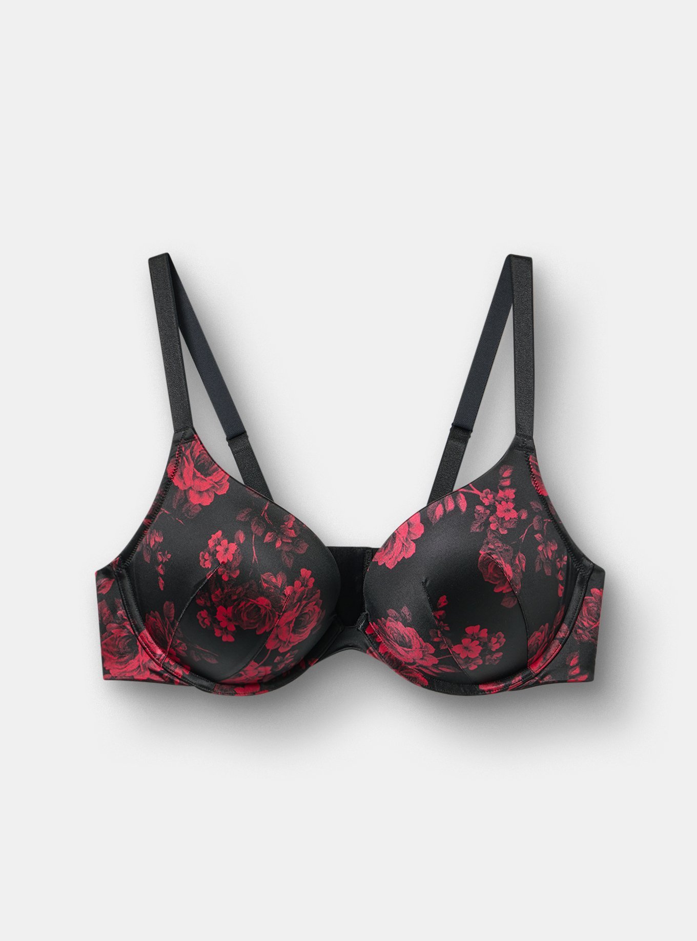 XO Plunge Push-Up Shine Bra, ROSETTA FLORAL CRIMSON, hi-res