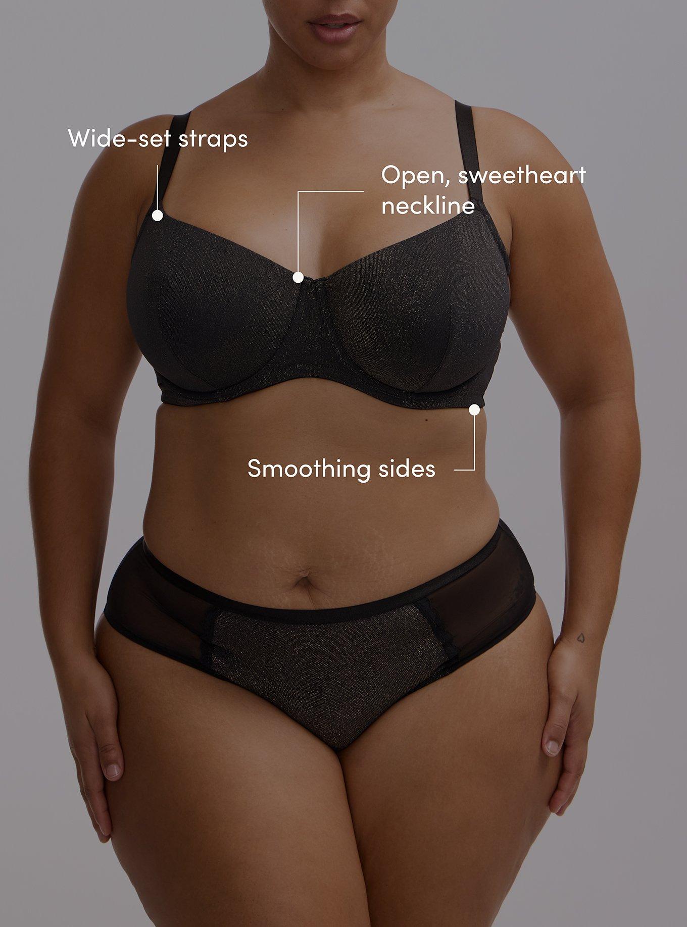 Plus Size Unlined Balconette Softshine Bra, RICH BLACK, alternate