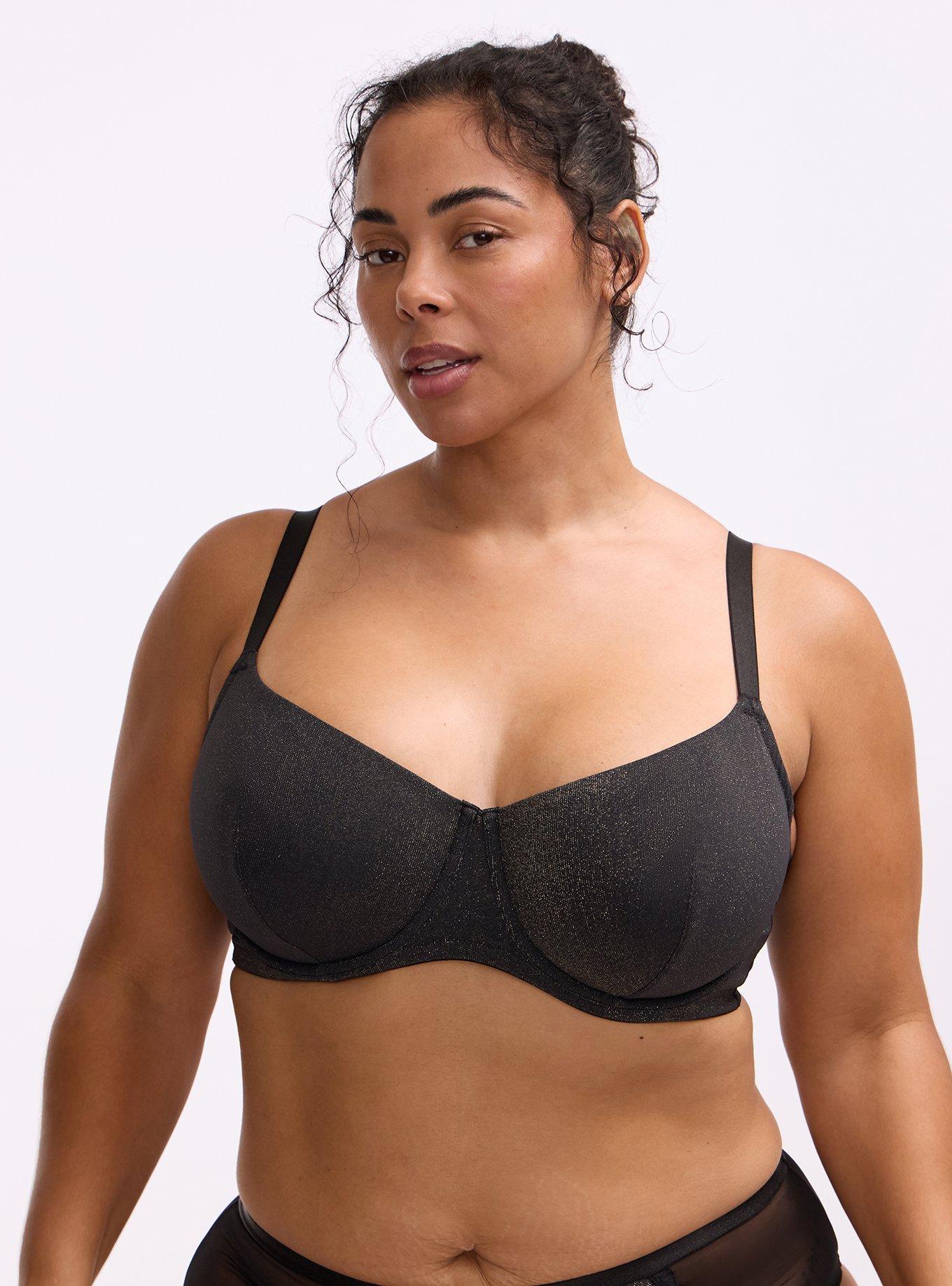 Plus Size Unlined Balconette Softshine Bra, RICH BLACK, hi-res