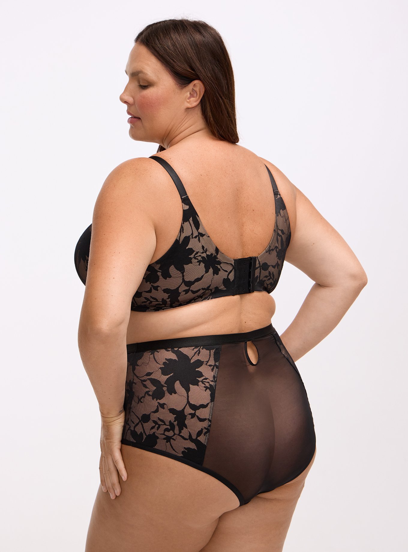 Plunge Push-Up Shadow Lace Bra, RICH BLACK, alternate