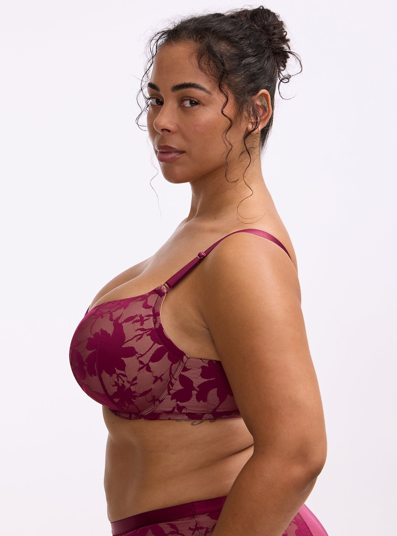 Plunge Push-Up Shadow Lace Bra, PURPLE POTION, alternate