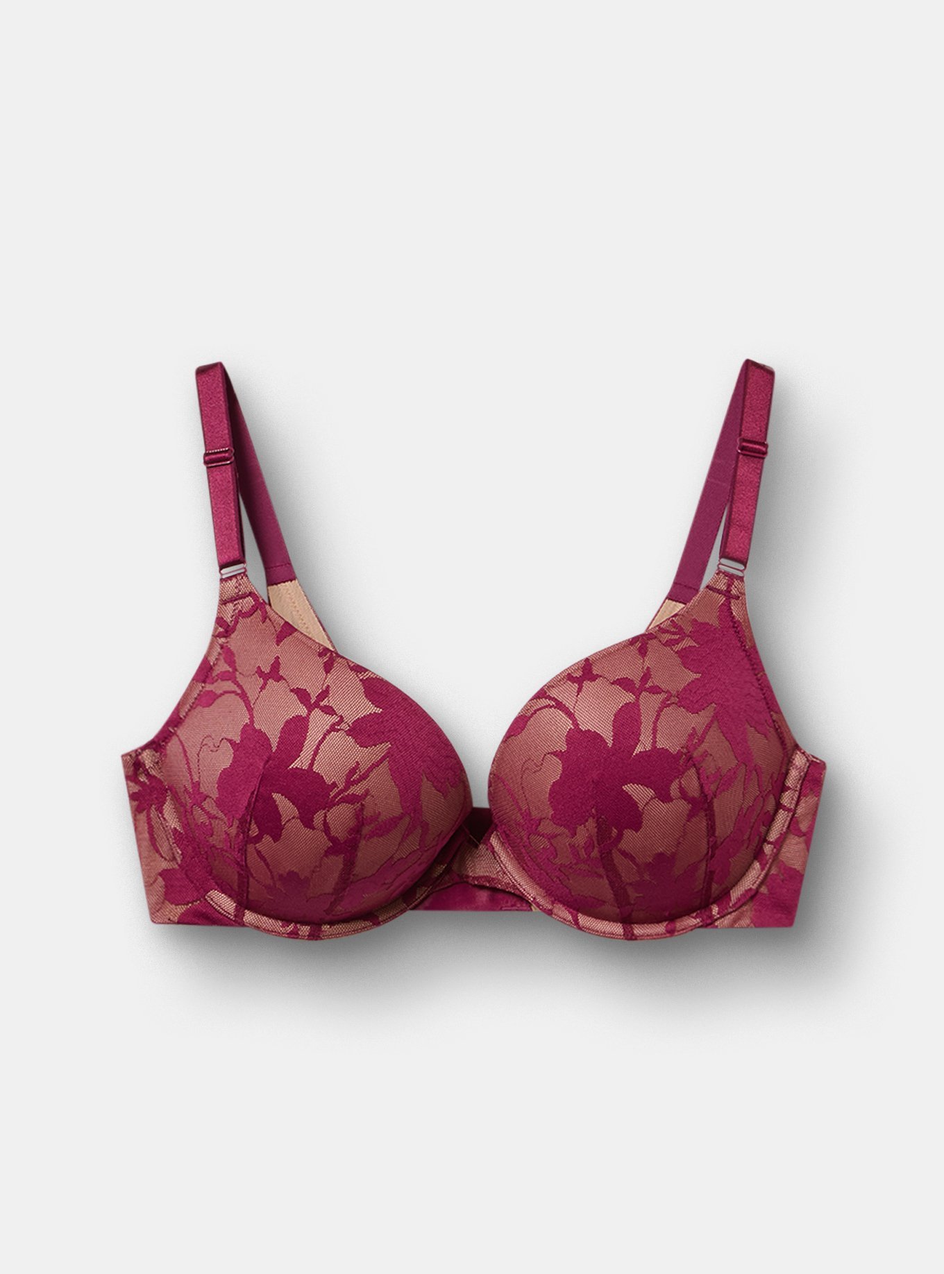 Plunge Push-Up Shadow Lace Bra, PURPLE POTION, flat