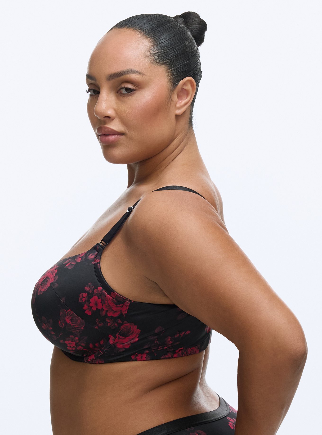 Perfect Coverage Lightly Lined Shine Bra, ROSETTA FLORAL CRIMSON, alternate