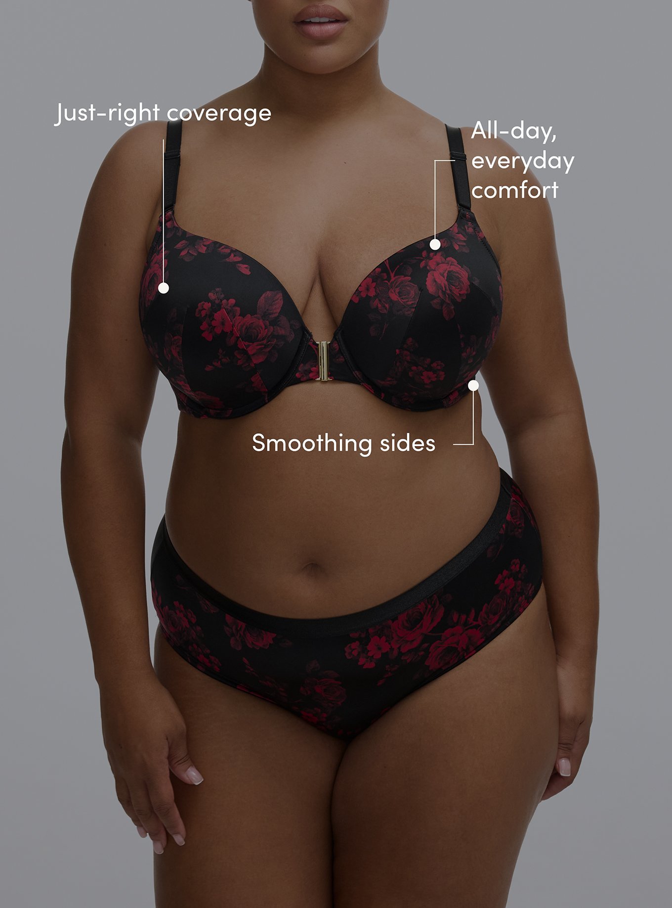 Perfect Coverage Lightly Lined Shine Bra, ROSETTA FLORAL CRIMSON, alternate