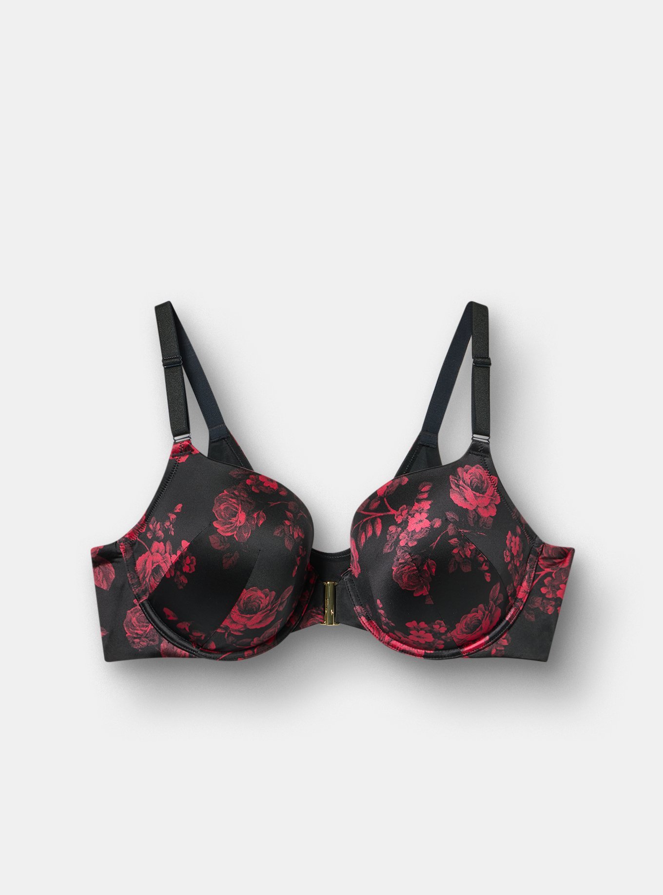 Perfect Coverage Lightly Lined Shine Bra, ROSETTA FLORAL CRIMSON, flat